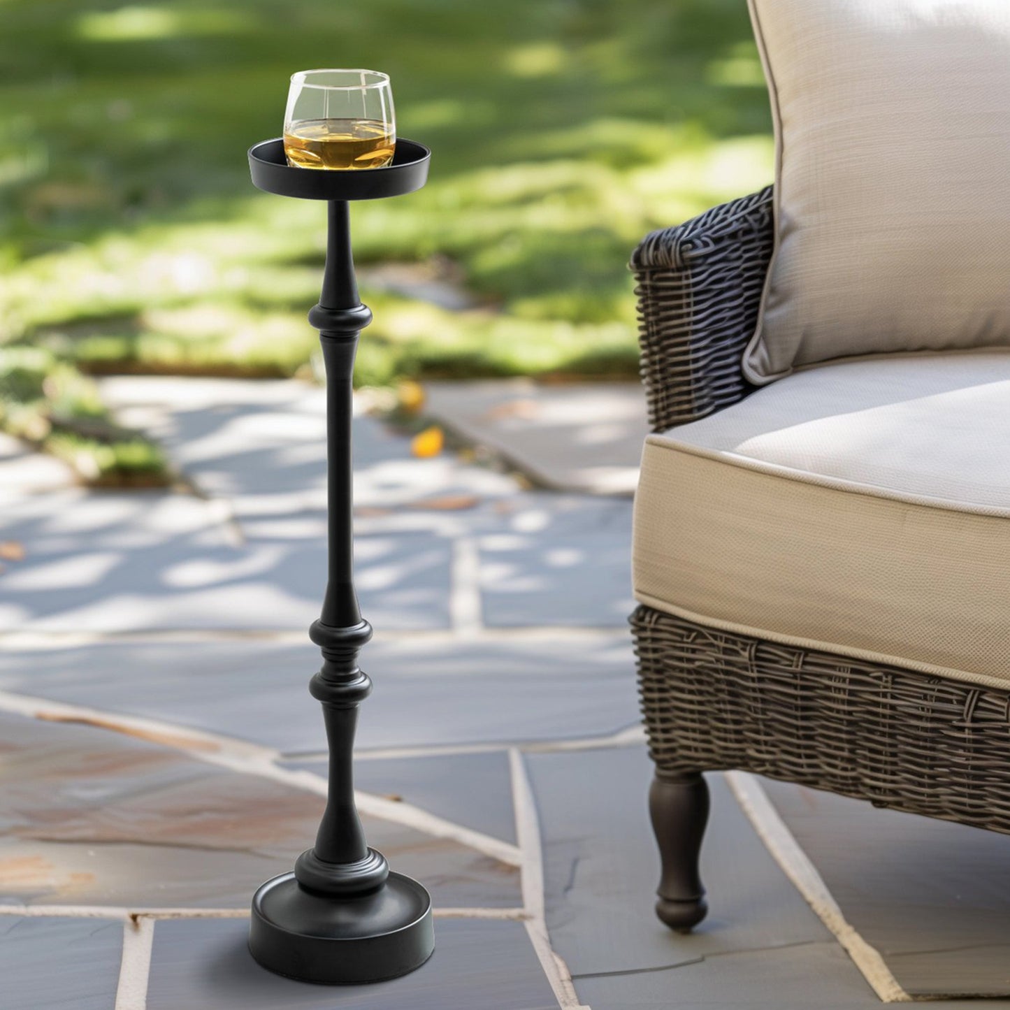 26in. Steel Martini Side Tables, Indoor/Outdoor, Black, Set of 2