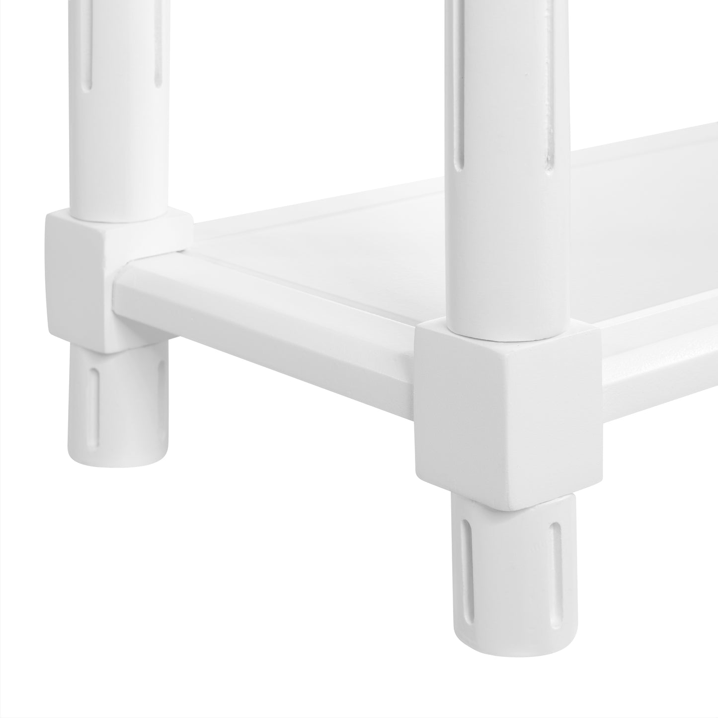 White Side Table Set - 2 Small Tables with Shelf for Living Room