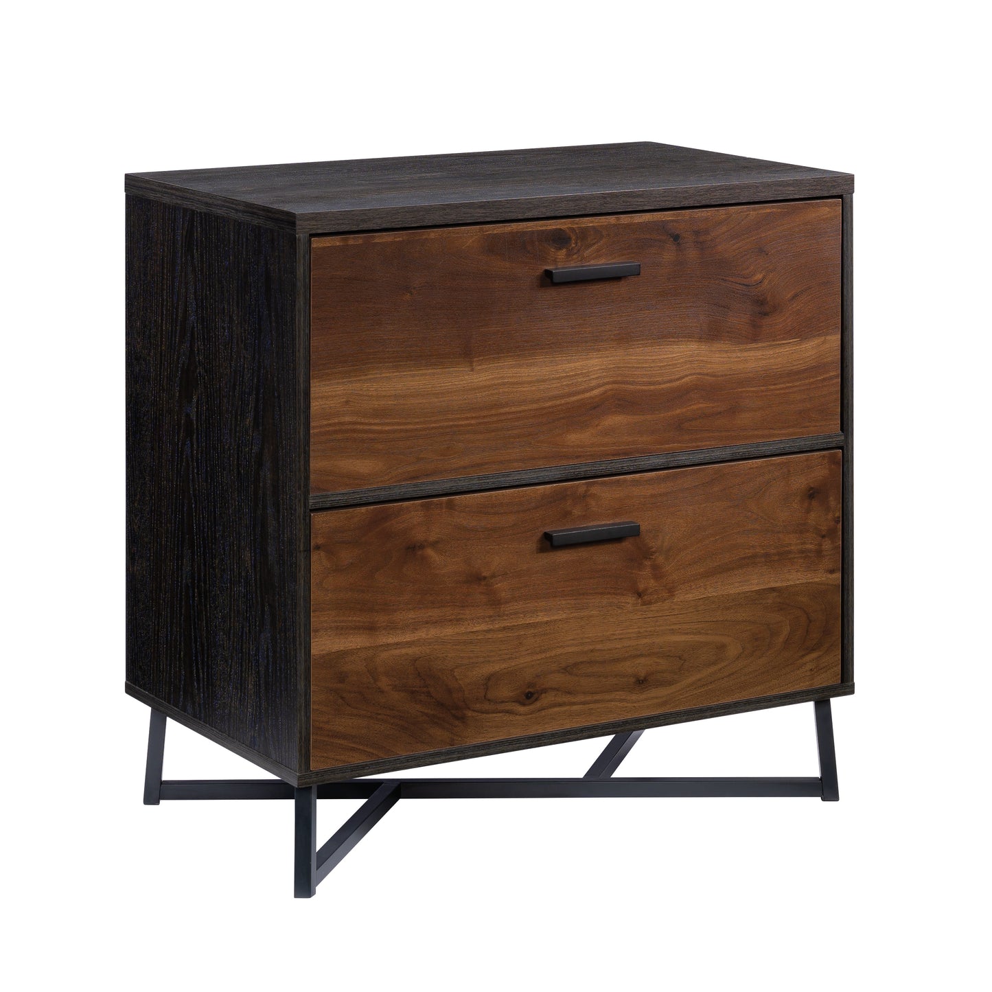 Lateral File with Modern Design, Dark Walnut finish