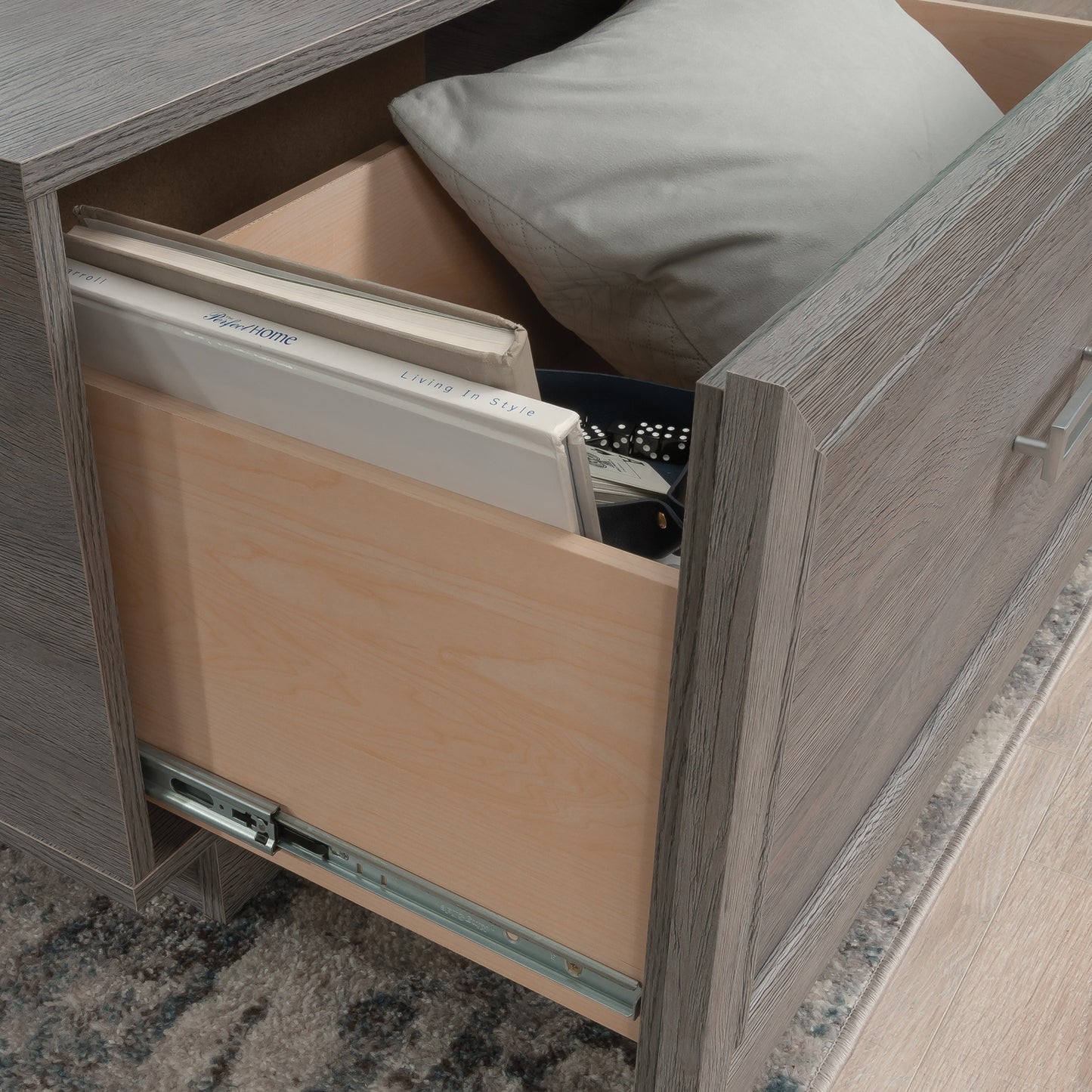 Brown Rectangular Coffee Table - Gray Finish