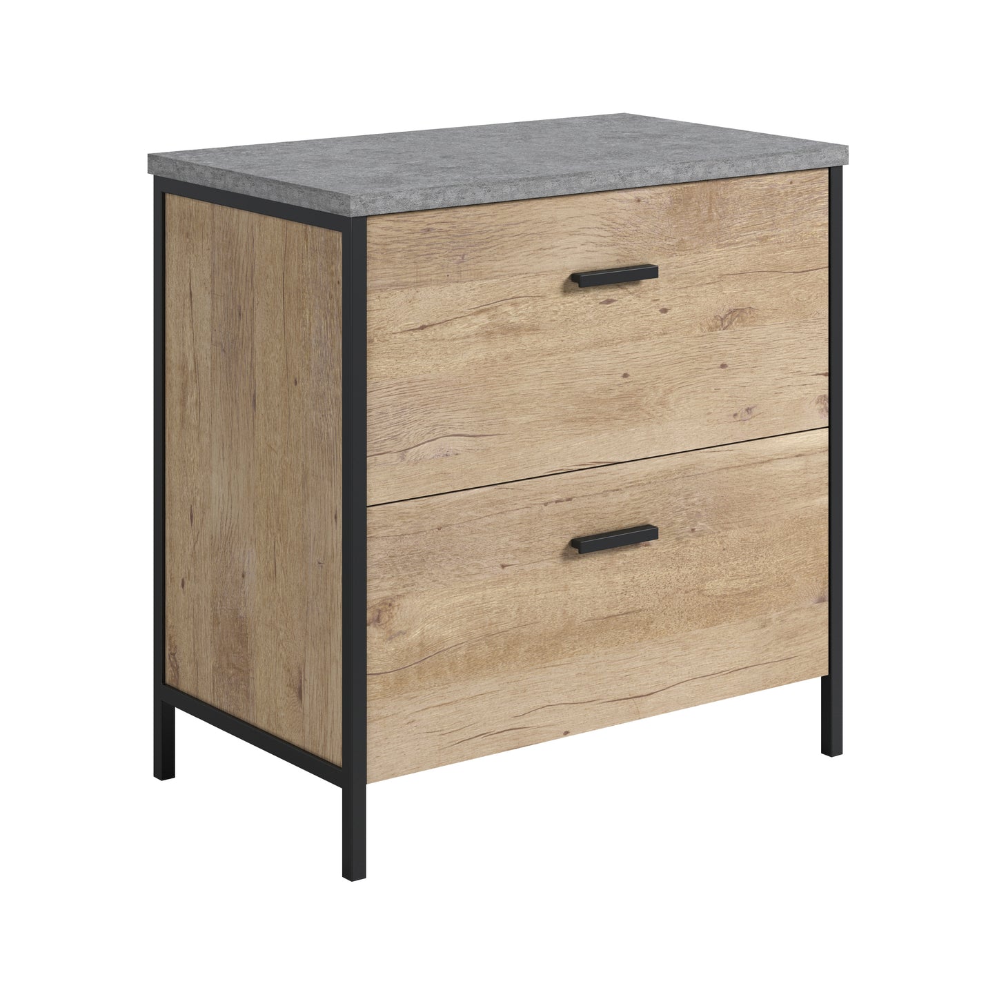 Lateral File with Large Drawers, Brown finish