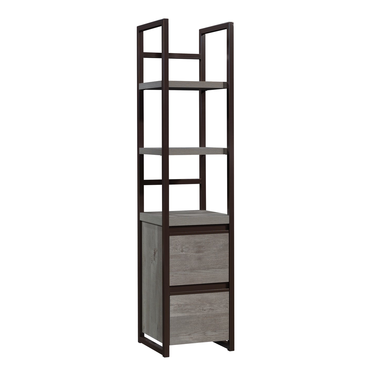 2-Shelf Narrow Bookcase, Brown finish