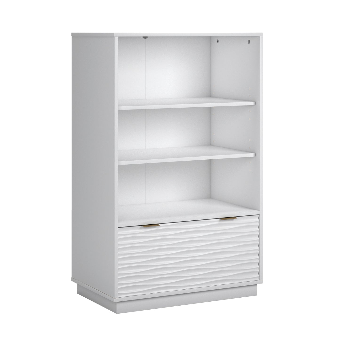 Coastal Bookcase With Lower Drawer, White finish