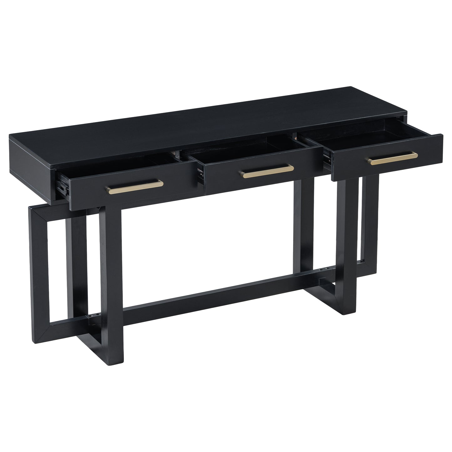 Black Artsy Console Table with Drawers - 57" Long