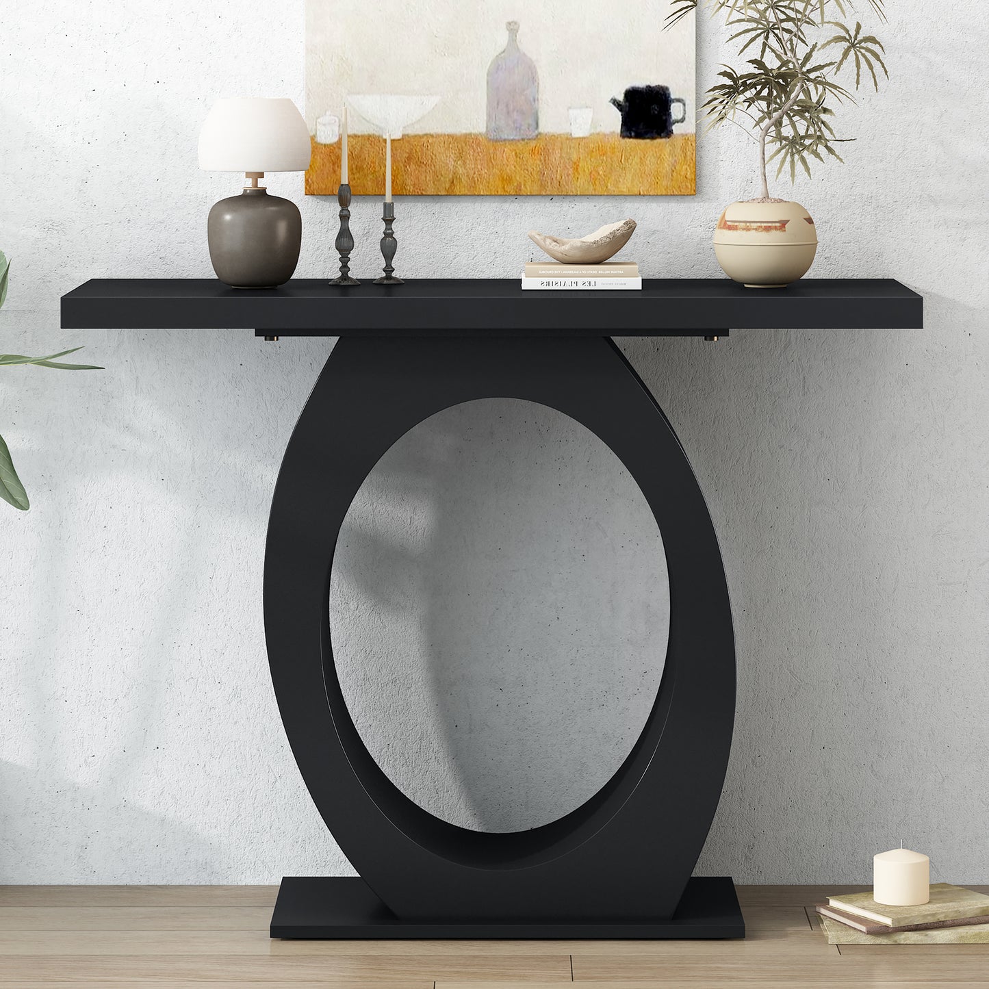 Mirod Stylish Modern Console Table with Egg-Shaped Base,Enhanced Stability and Durability,Sleek Design for Home Decor,Perfect for Living Room or Bedroom