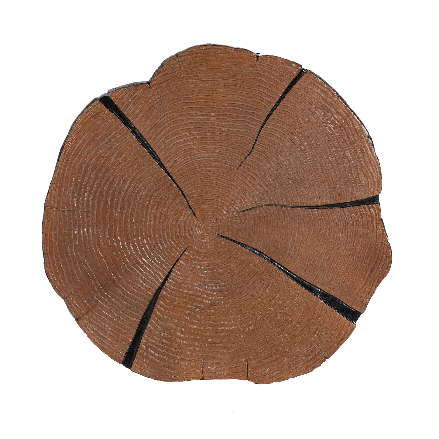 Irregular Coffee Table - Black MGO Top, Natural Wood Base - 27" for Living Room