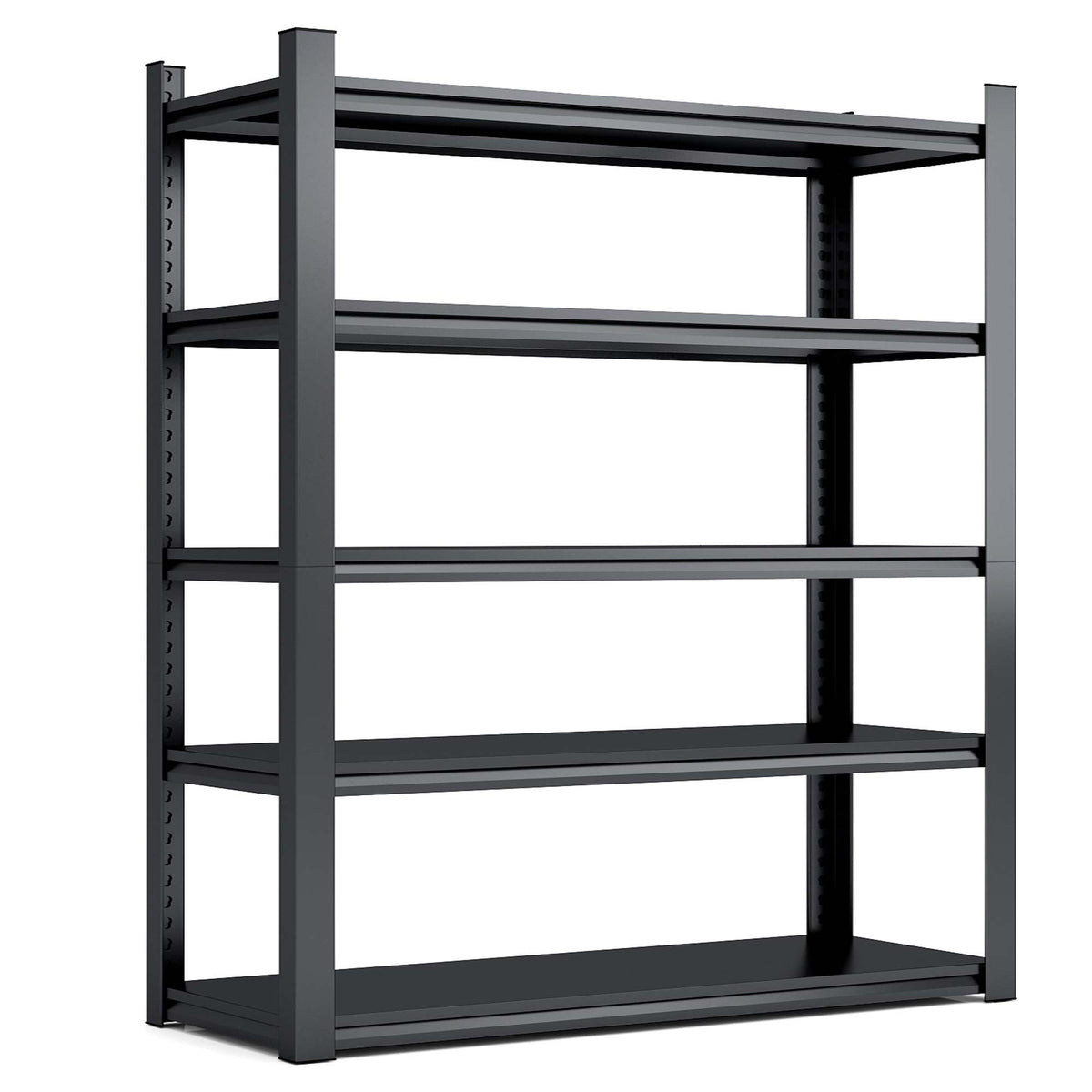5 Tier Metal Shelving Unit - Black Gray Storage for Living Room