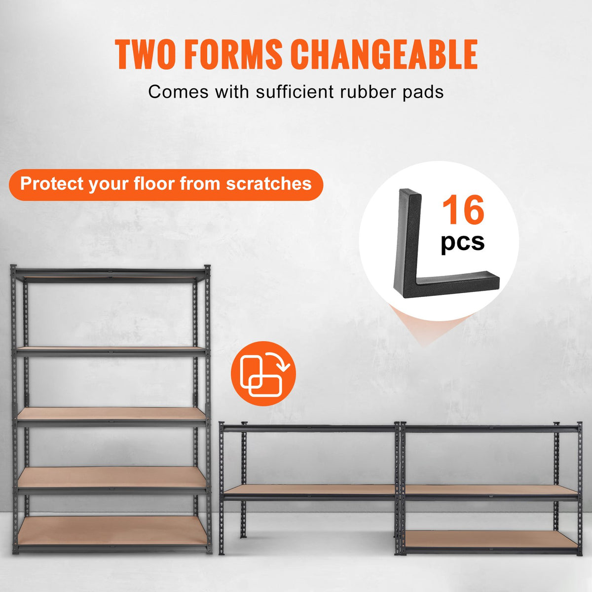 5-Tier Carbon Steel Storage Shelving Unit - 2000 lb Capacity for Living Room