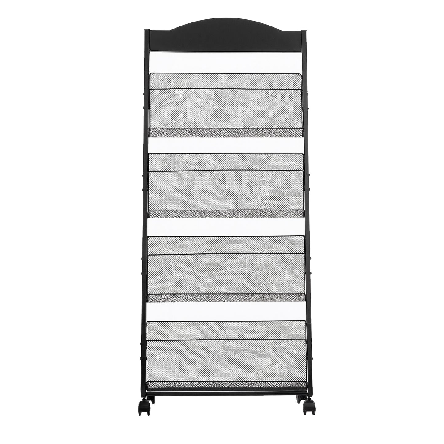 Brochure Display Rack, 4-Tier Magazine Literature Display Stand with Wheels, Movable Floor Standing Magazine Rack, Heavy Duty Newspaper Catalog Holders for Shop Exhibitions Office Craft Fairs