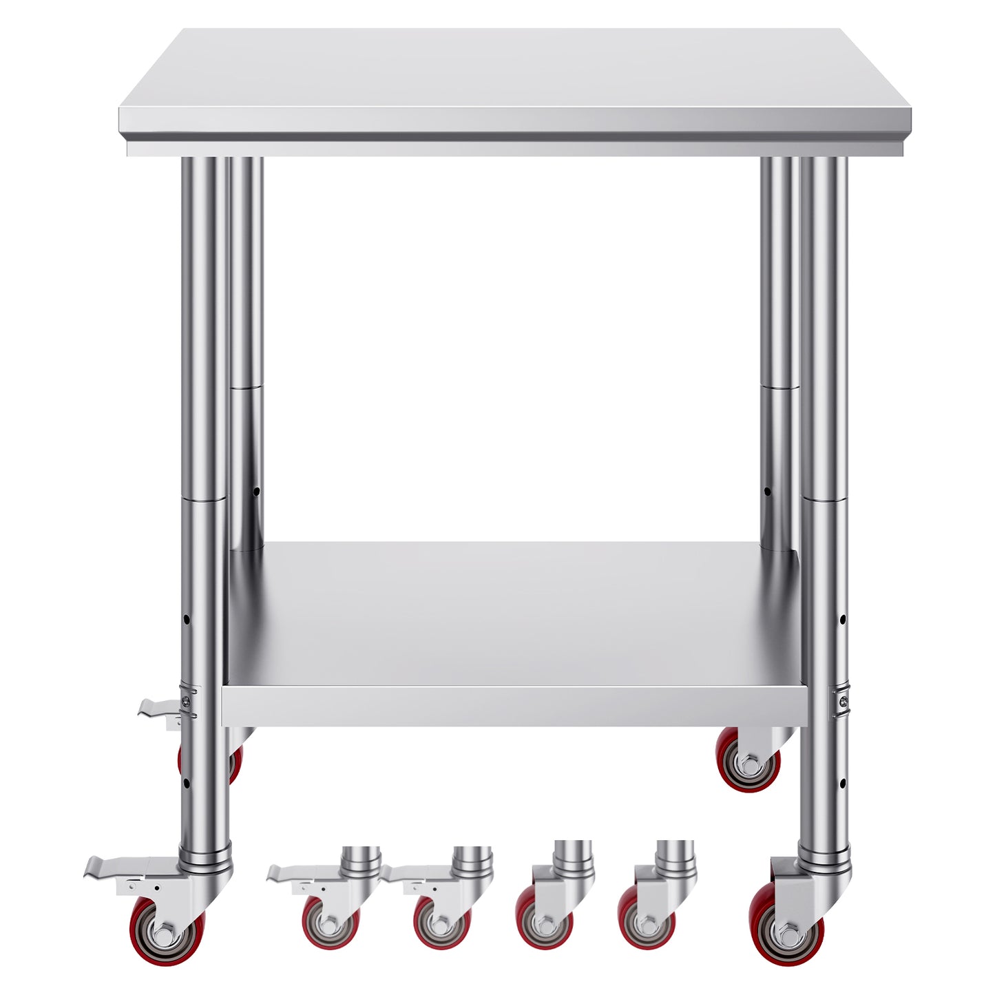 Stainless Steel Work Table with Wheels 24 x 30 Prep Table with casters Heavy Duty Work Table for Commercial Kitchen Restaurant Business (24 x 30 x 33.8 Inch)