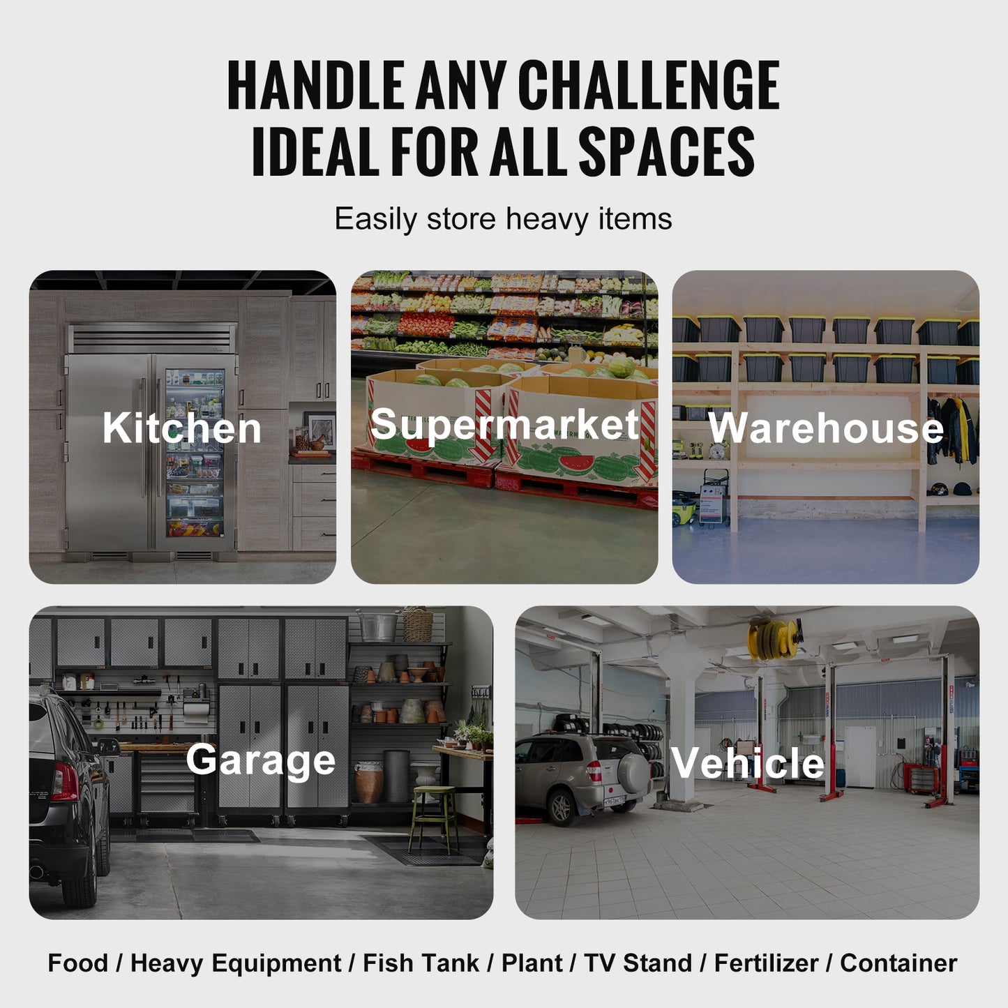 Heavy-Duty Aluminum Storage Rack - 1000 lb Capacity for Living Room