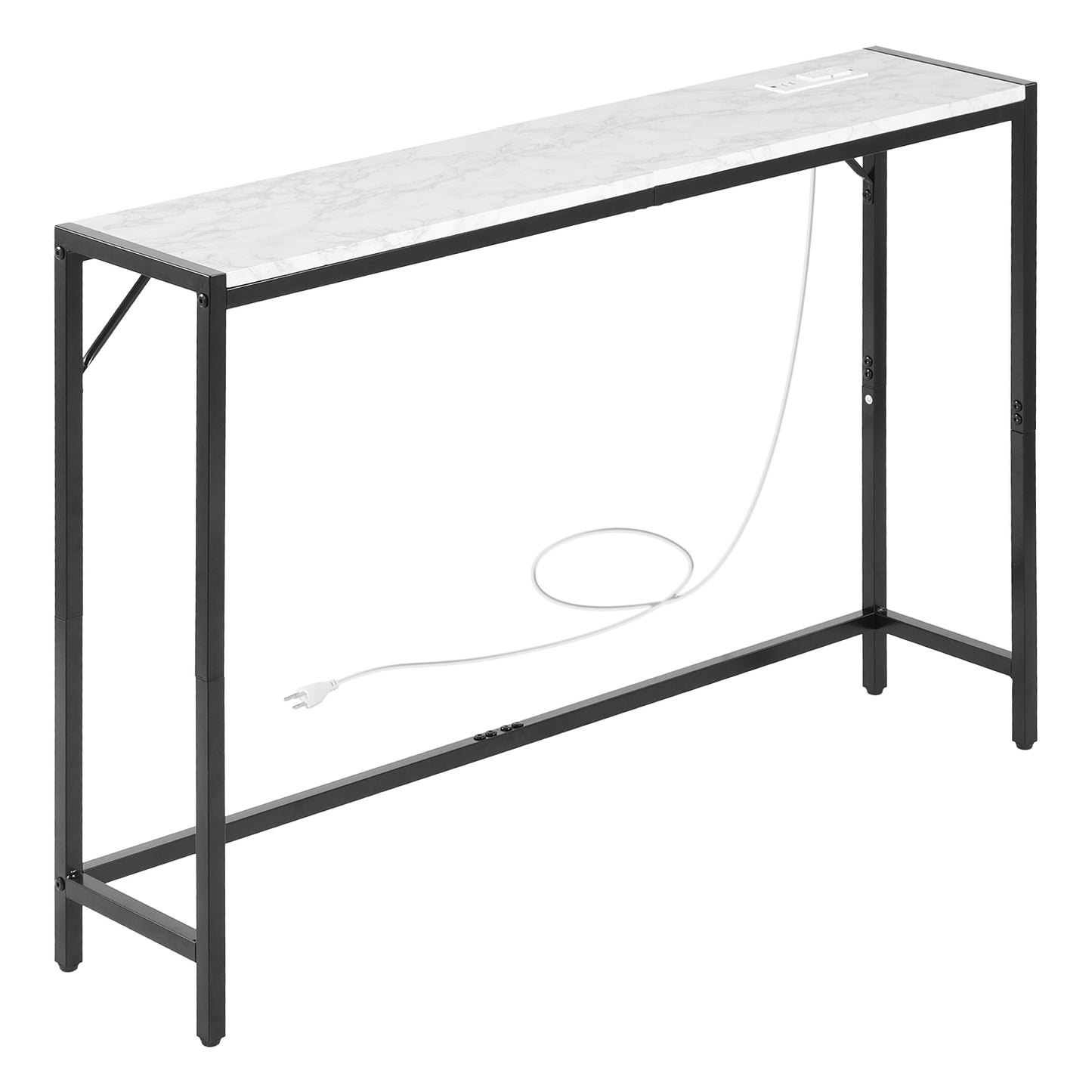 Marble Console Table Modern Narrow Long Console Table with Power Outlet
