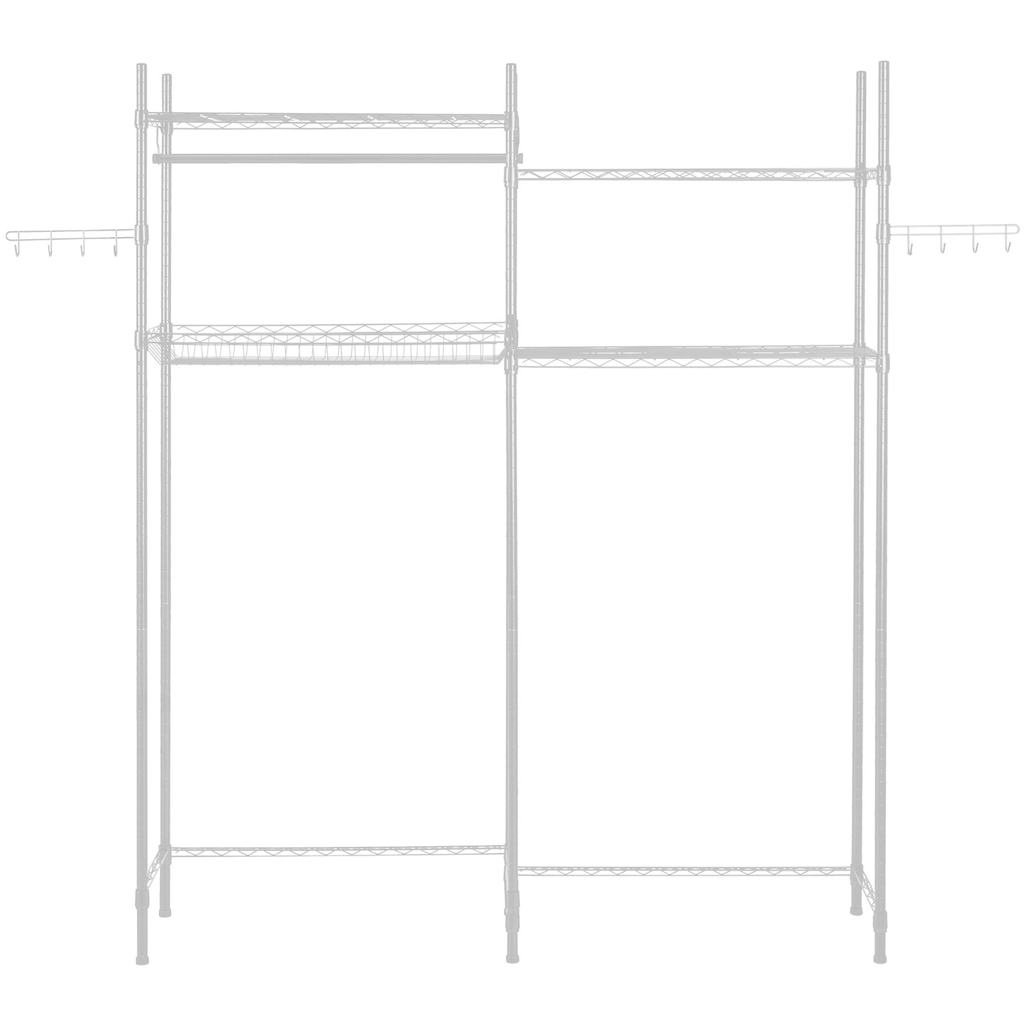 Over The Washer and Dryer Storage Shelf, 4 Tier Laundry Room Drying Rack with Hanger Rod and Hooks, Adjustable Over Washer and Dryer Shelves, Laundry Room Shelf Storage Space Saver, White