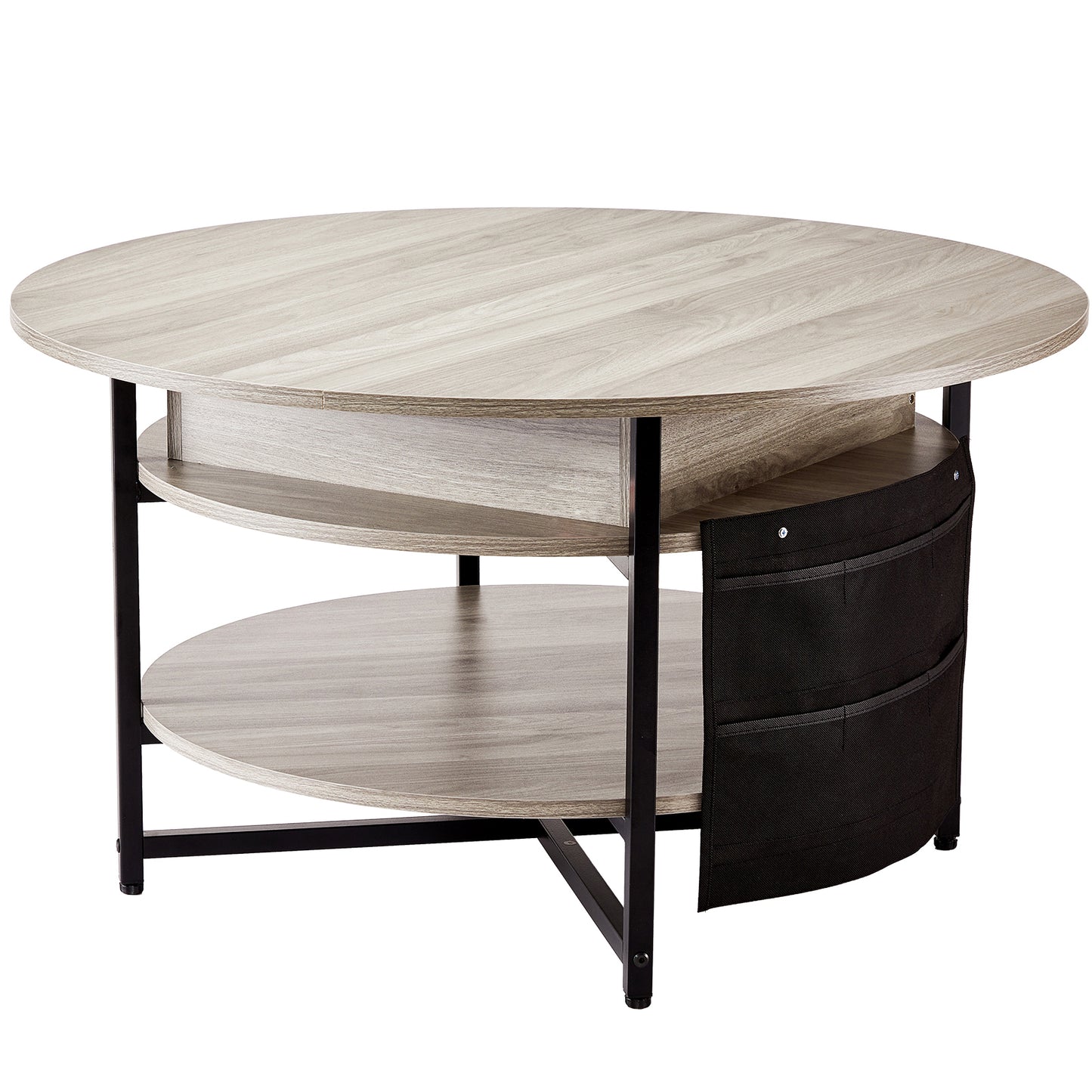 Lift Top Coffee Table - Gray Iron Storage Table 35.4" Round