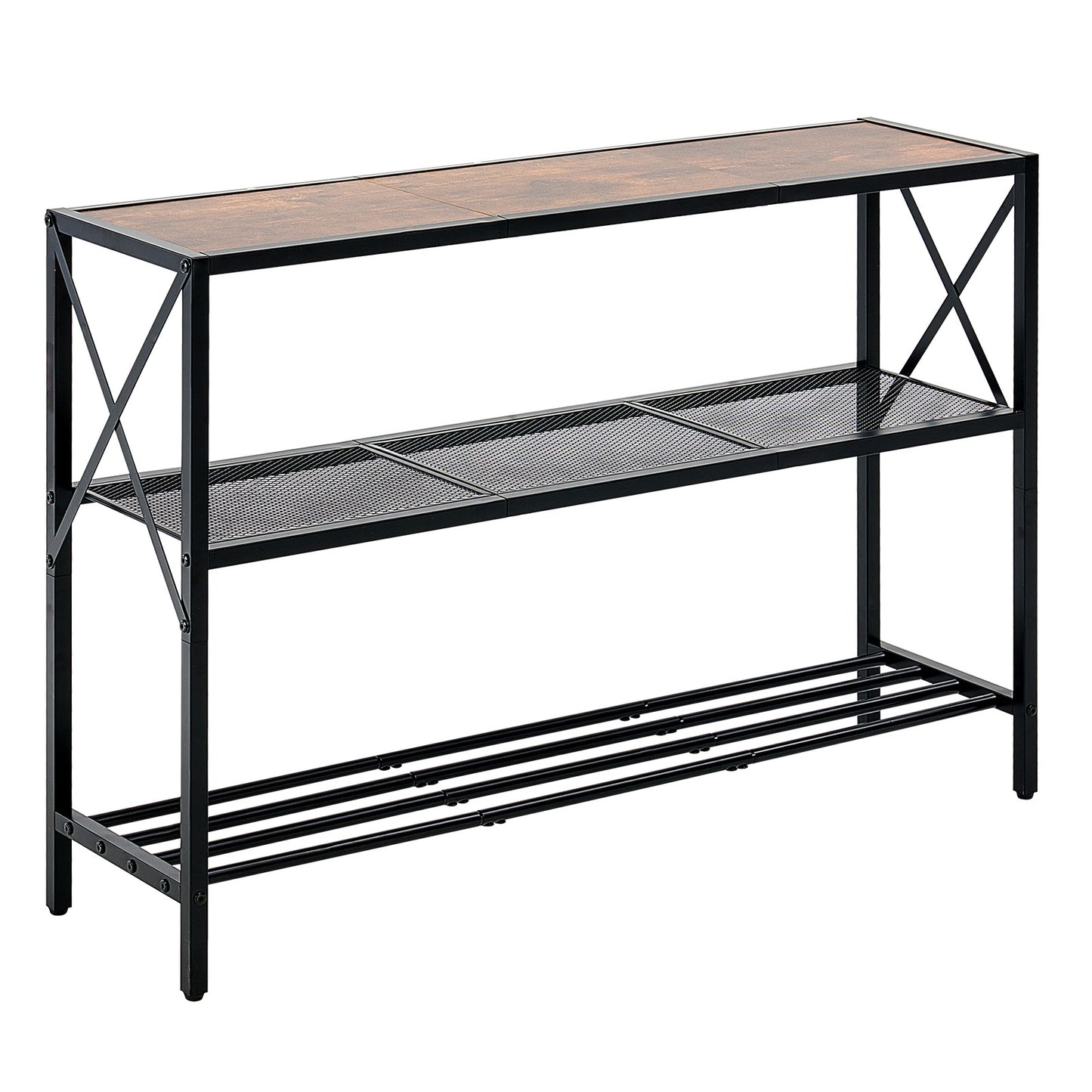 Narrow Console Table, 41.7 Inch Entryway Table, 3-Tier Hallway Table, Sofa Table with Metal Frame, Console Tables for Entryway, Hallway, Living Room & Bedroom