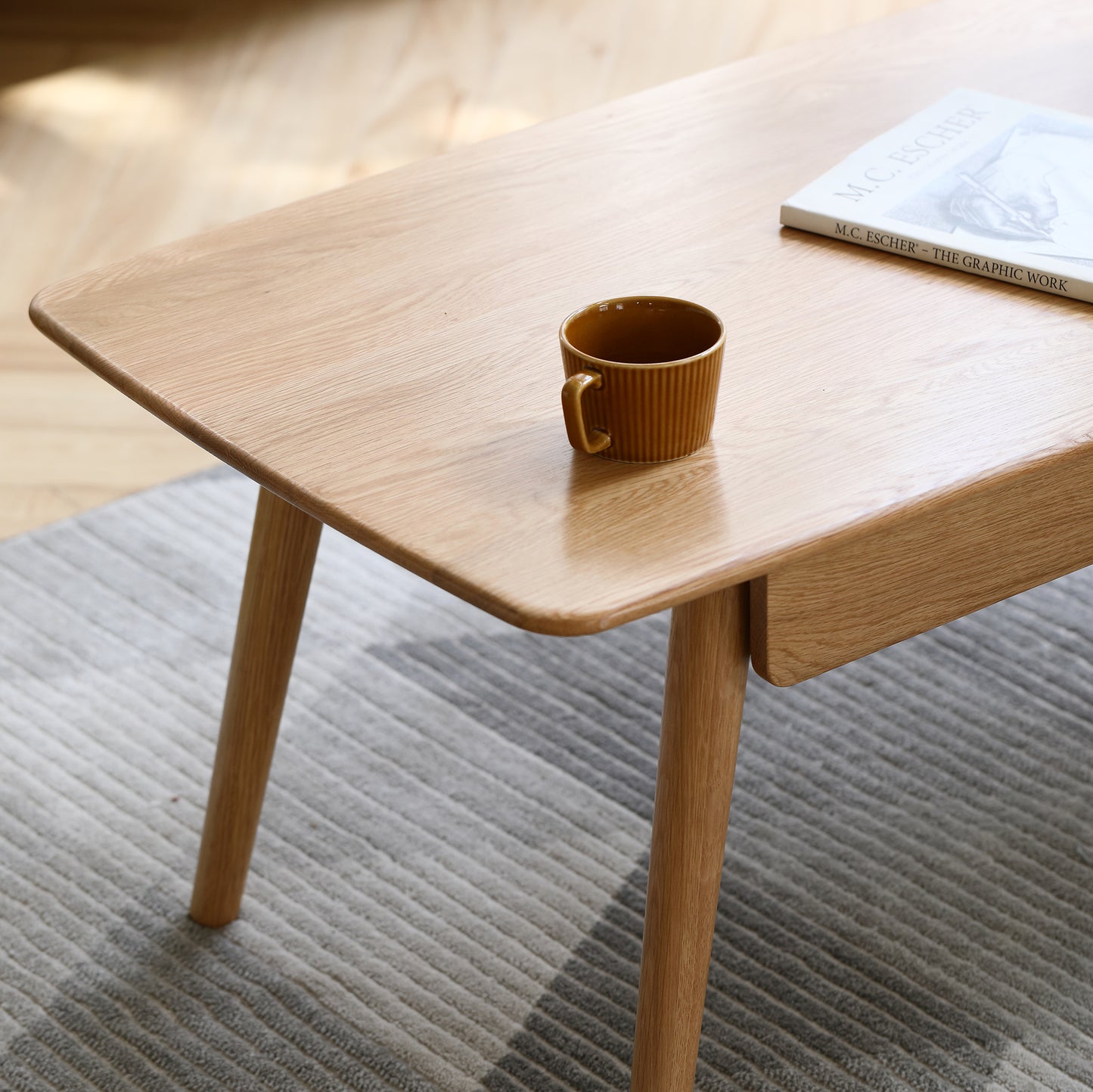 120cm Oak Rectangular Coffee Table with Drawers for Living Room