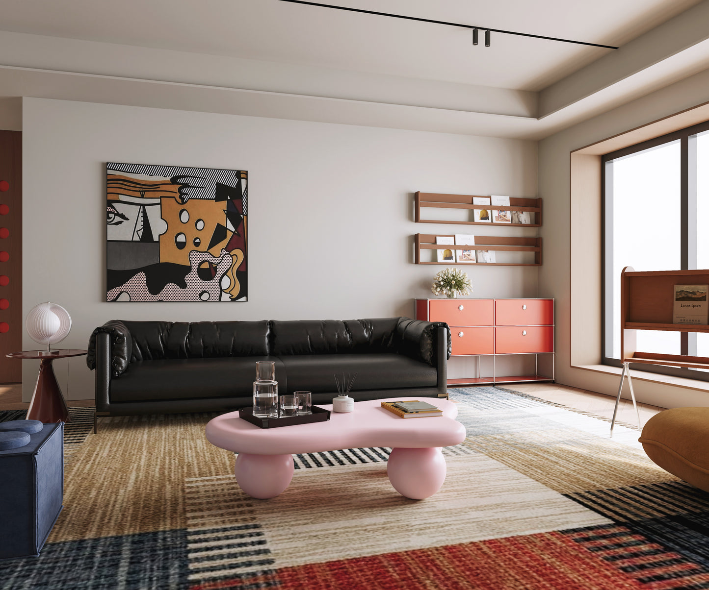 Pink Cloud Shaped Coffee Table - 47 Inch MDF Table