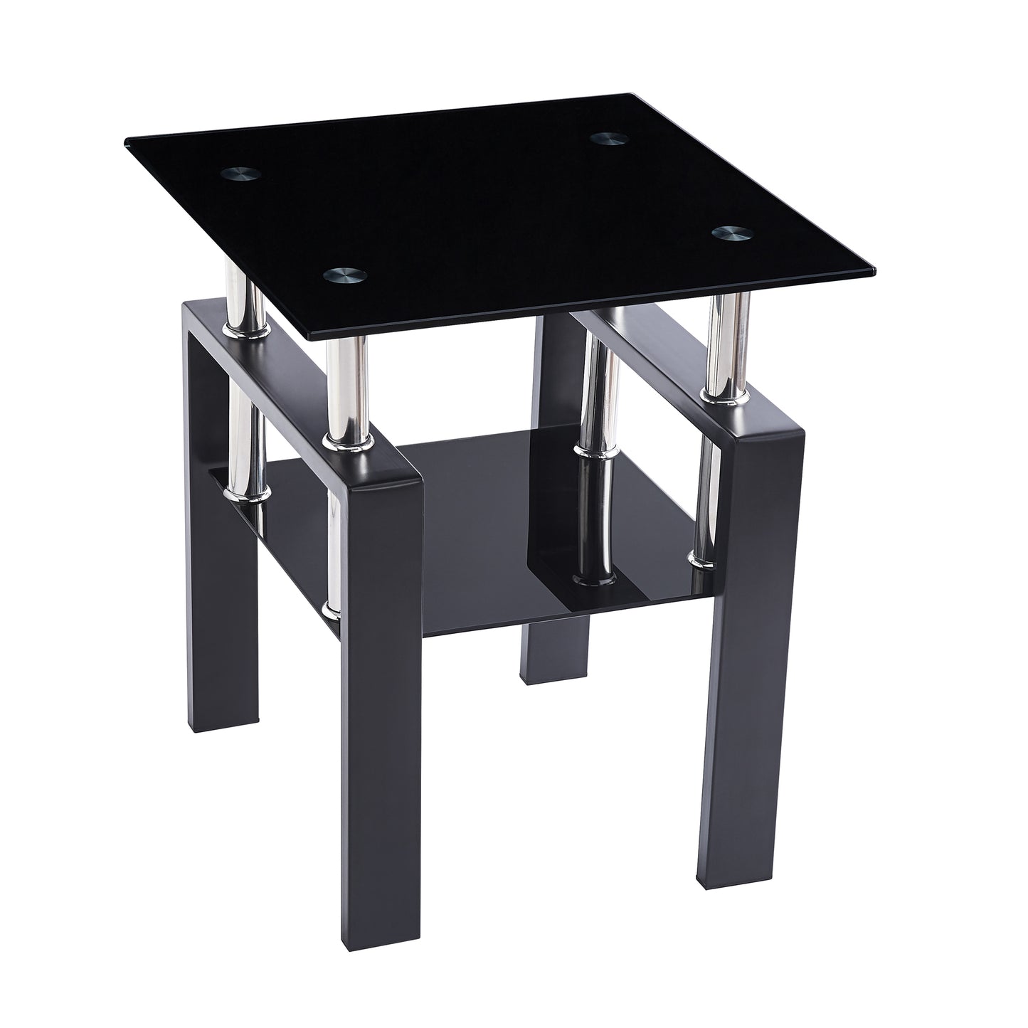 Black Glass Corner Table - Modern Sofa Table