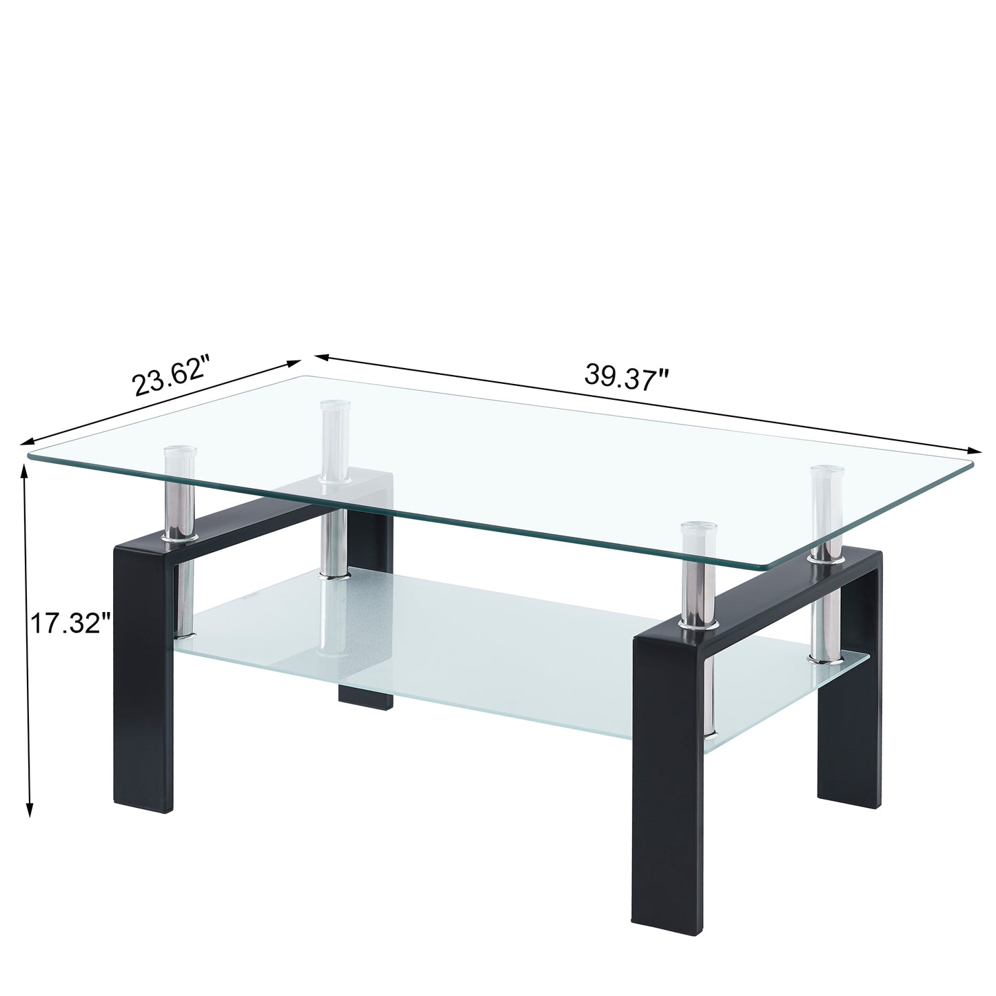 Clear Glass Coffee Table - Modern Living Room Center Table