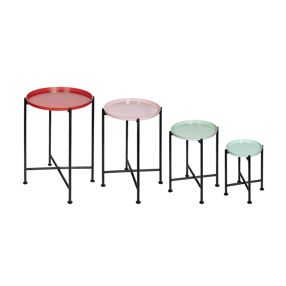 Set of 4 Multicolor Nesting Plant Stands, L1:D14x22" L2:D12x20" L3:D10x16" L4:D8x12"