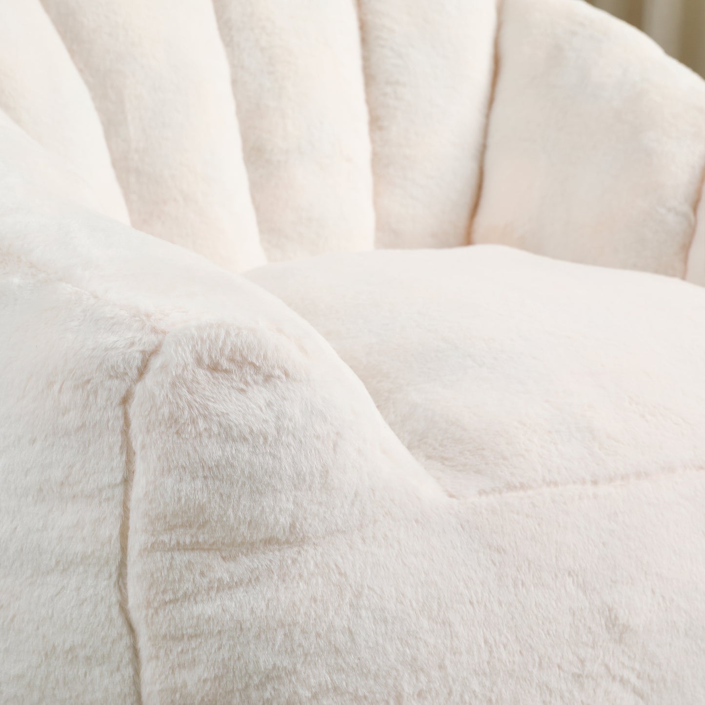 Giant White Faux Fur Bean Bag Chair - Large Sofa for Adults & Kids
