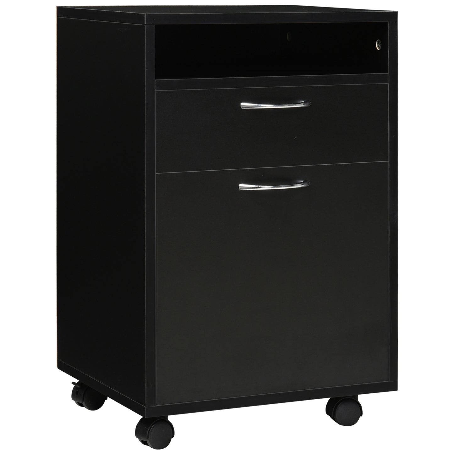 Mobile Storage Cabinet Organizer with Drawer and Cabinet, Printer Stand with Castors, Black