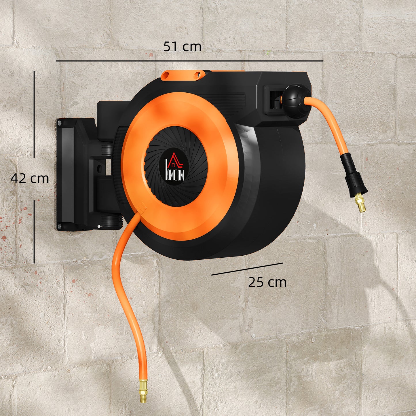 Black Plastic Air Hose Reel for Garden & Porch Storage