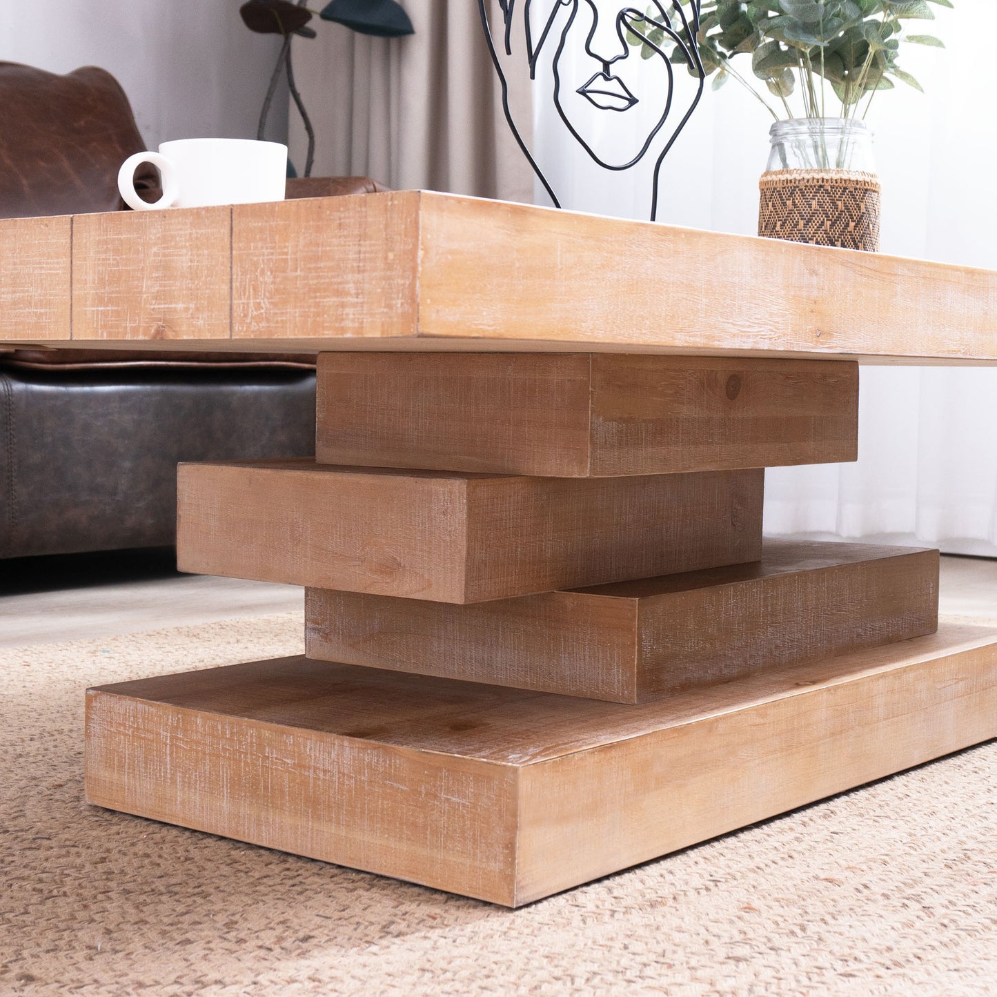 Modern Rustic Wood Coffee Table - Farmhouse Style