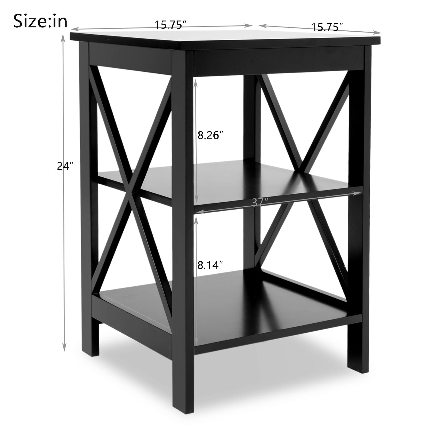 Small Black MDF Side Table for Living Room End Table