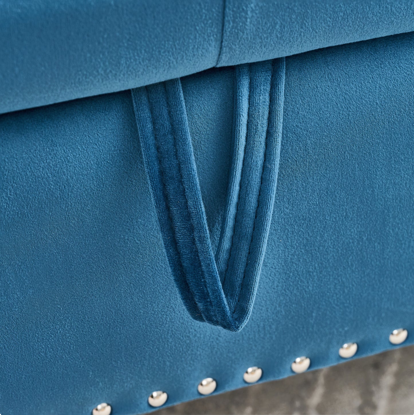 Eucalyptus Blue Velvet Storage Bench for Bedroom and Living Room