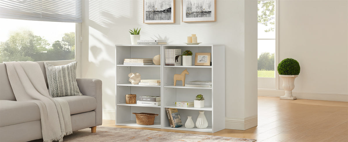 White MDF CD DVD Storage Cabinet - 8 Tier Adjustable Shelves for Living Room