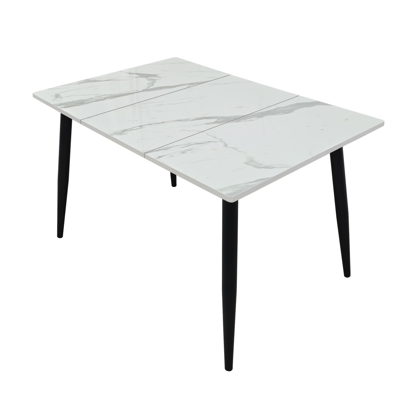 4-6 Person White Wood Metal Dining Table for Living Room