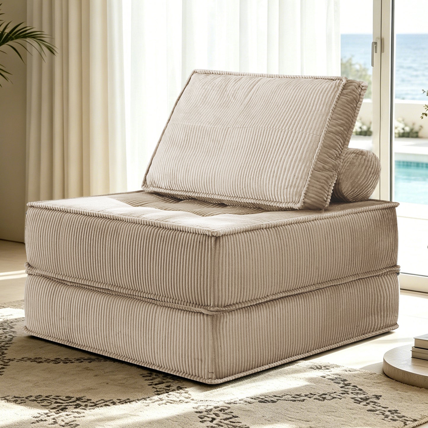 66.9 inch modular sofa, single seater, double-layer multi-combination, skin-friendly fabric, DIY suitable for living rooms, study rooms, bedrooms, and other spaces.Camel