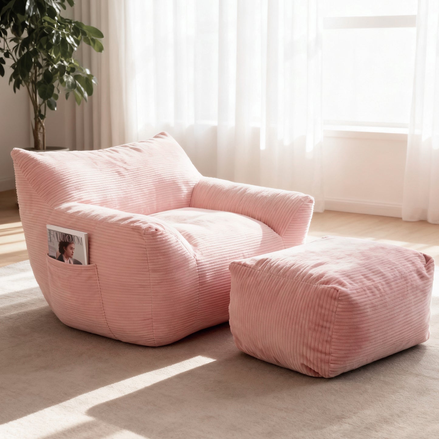 Bean Bag Chair for Adults, Oversized Comfy Beanbag Living Room Lazy Sofa for Bedroom & Dorm