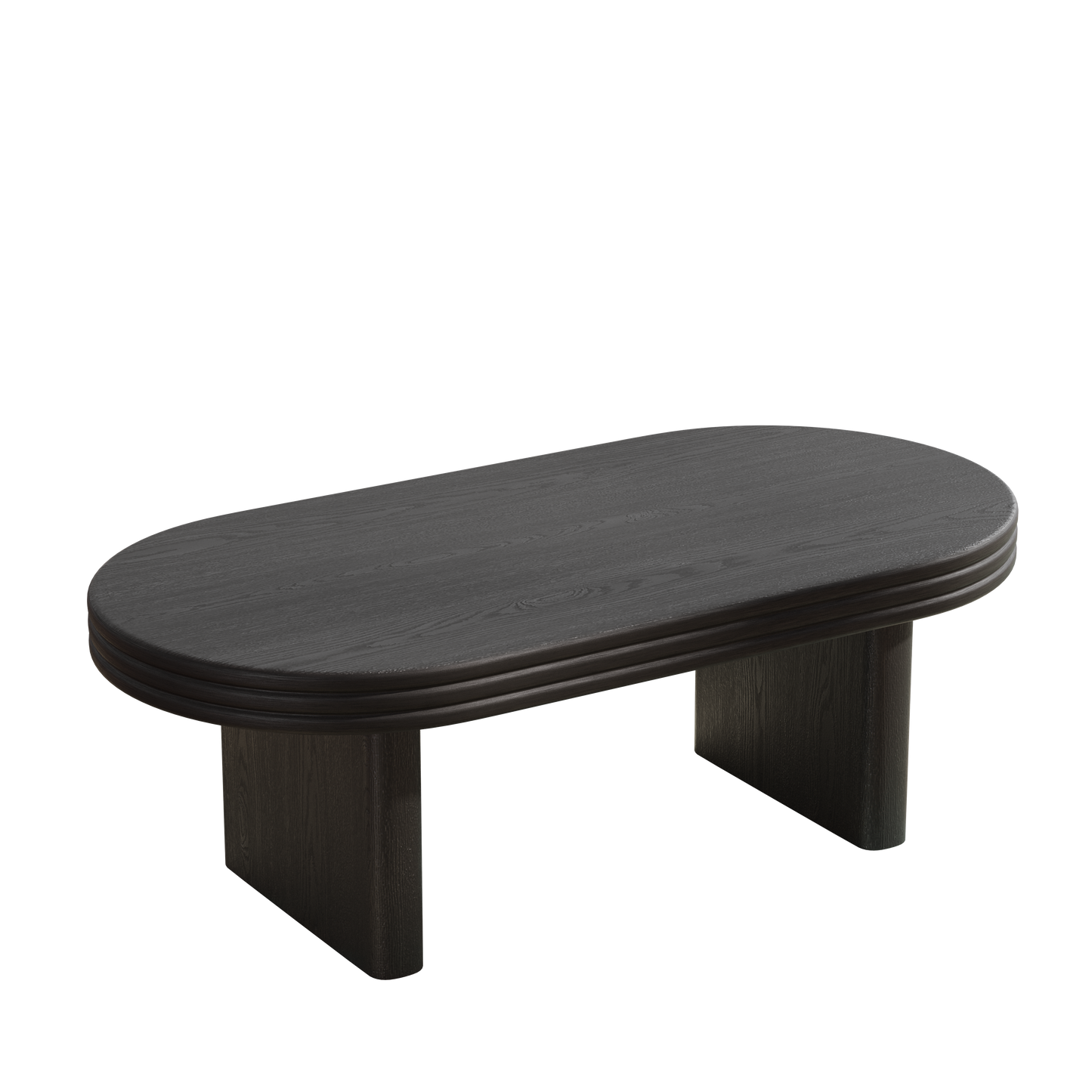 Mid Century Modern Oval Coffee Table - Black MDF