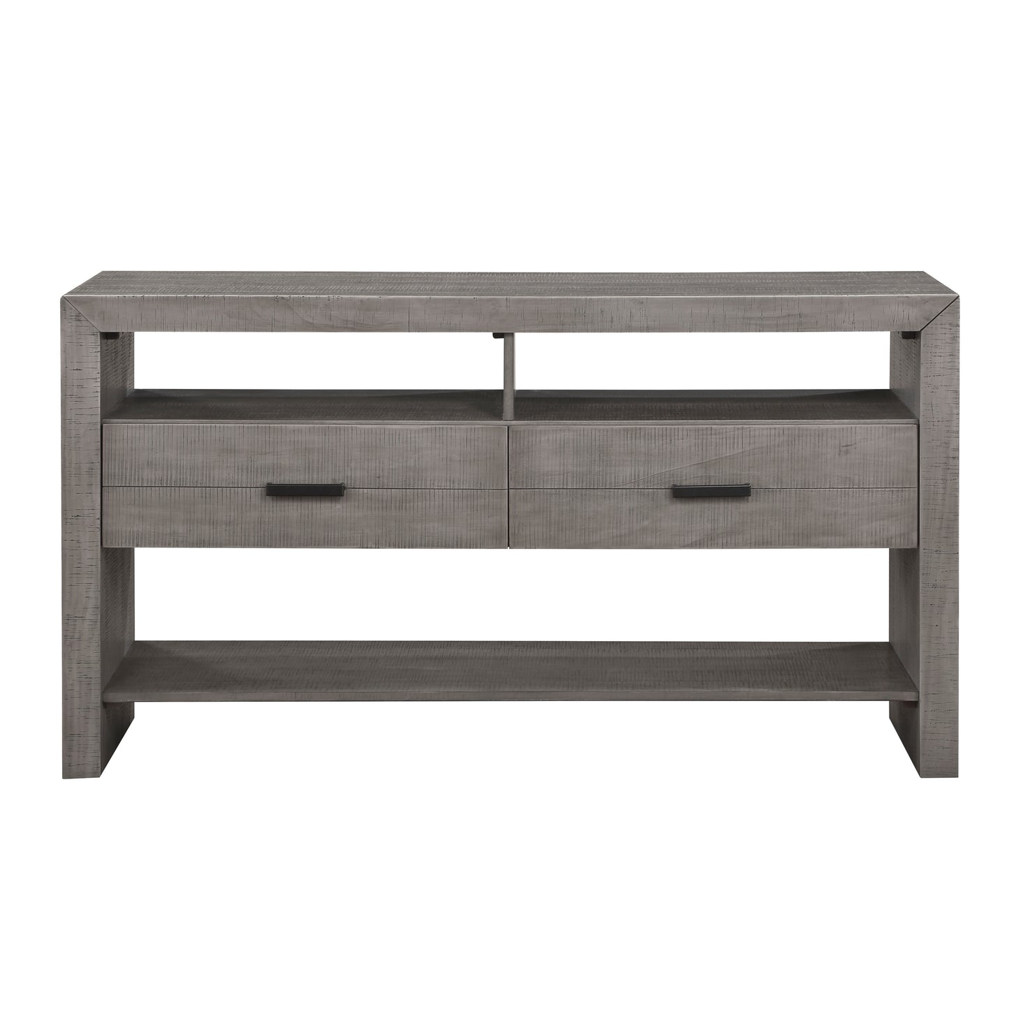 Modern Rustic Design 1pc Server of 2x Drawers 3x Shelves Gray Finish Wooden Dining Room Furniture