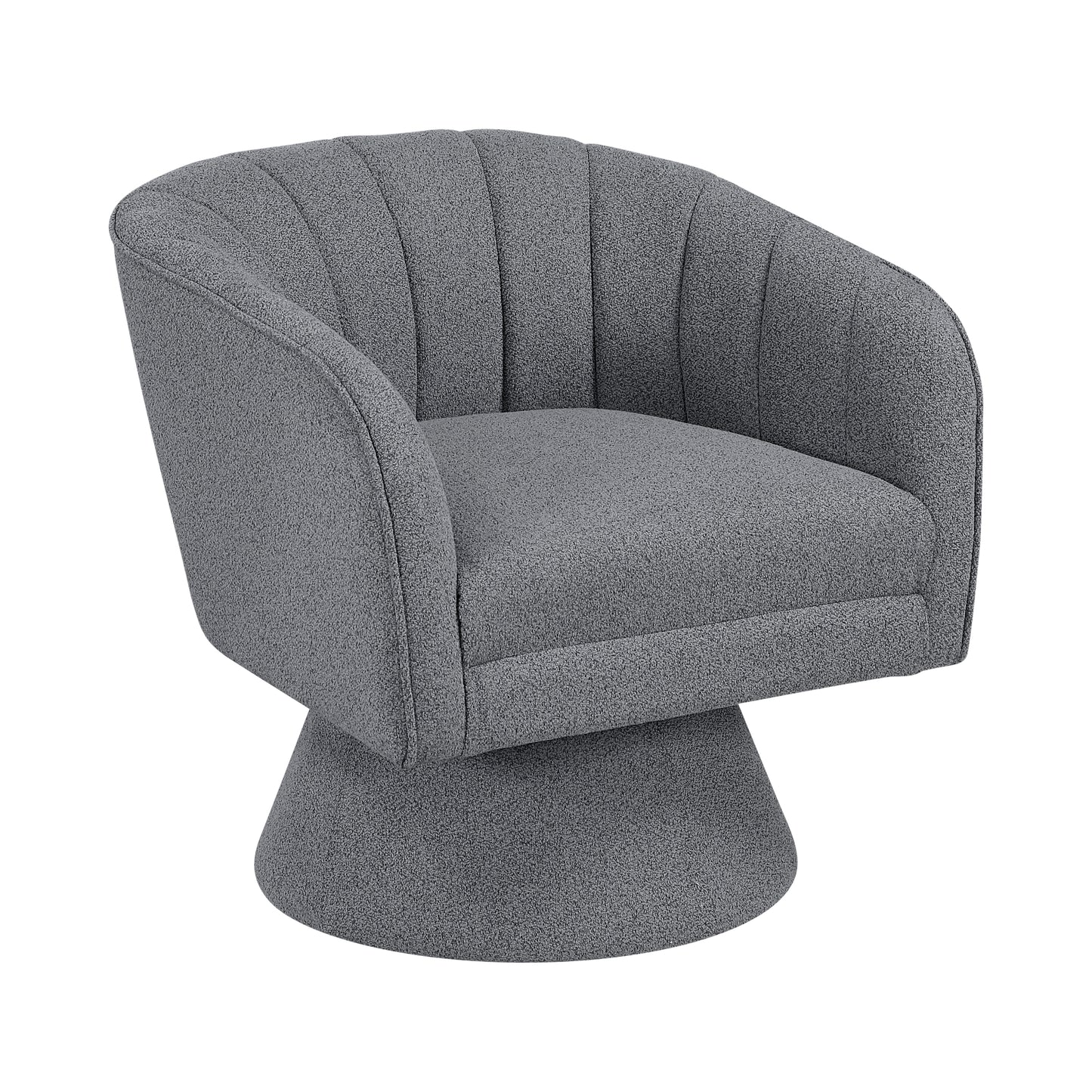 1pc Modern Swivel Accent Chair Dark Gray Boucle Upholstery Solid Wood Foam Seat Cushion Unique Style Comfort Home Furniture