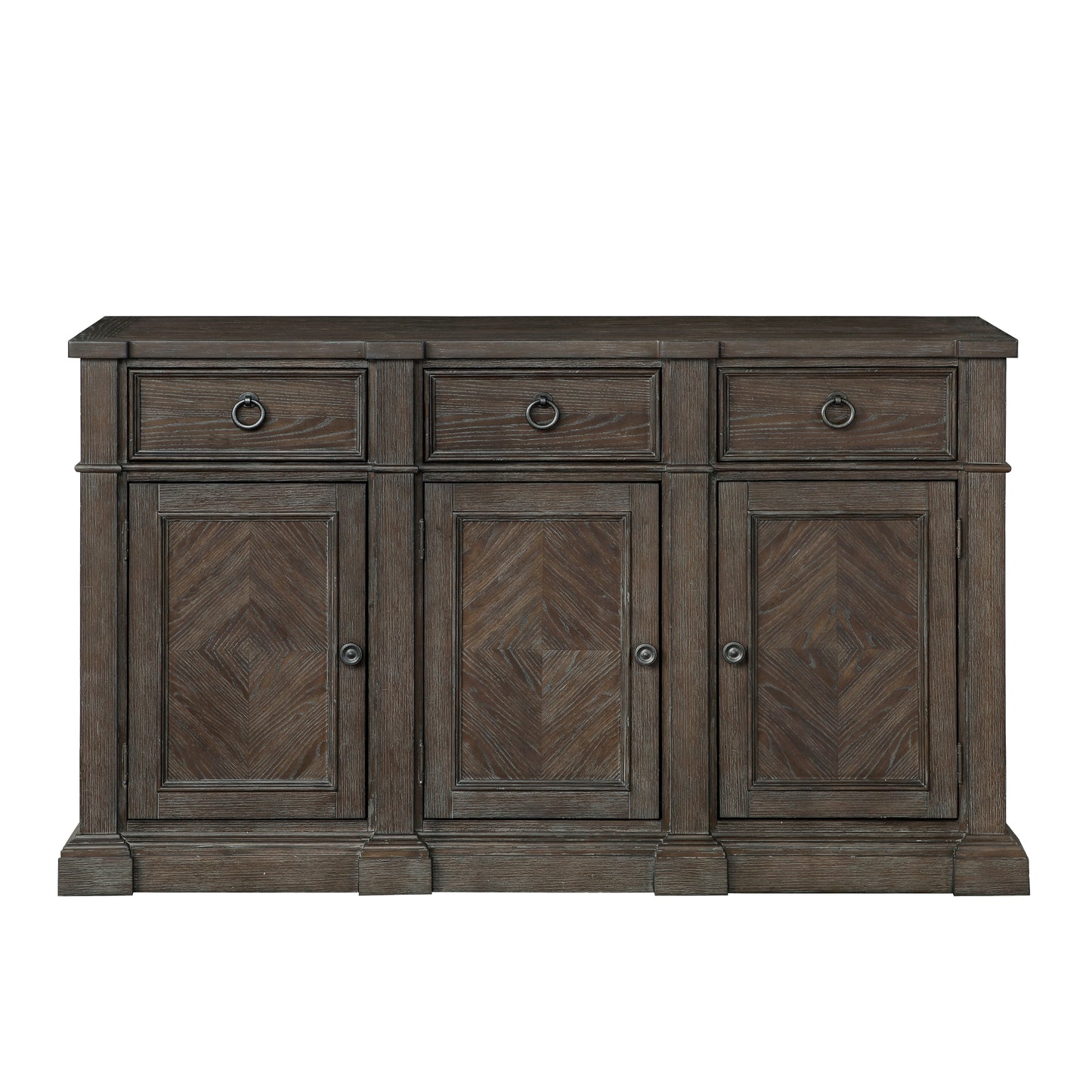 Classic Traditional Driftwood Brown Finish Server with 3 Drawers Storage Cabinets Wooden Furniture 1pc
