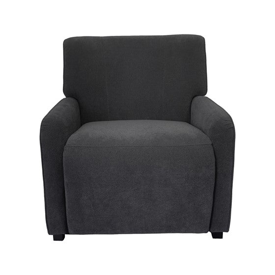 Grey Polyester Recliner - 3 Lock Positions for Living Room