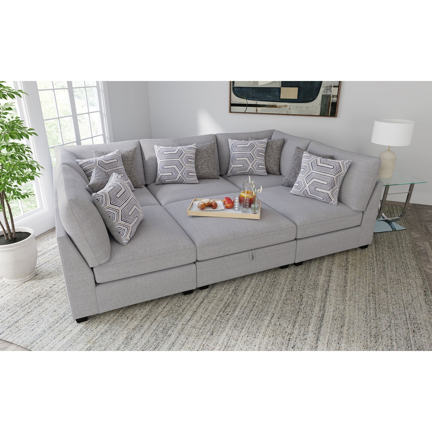Lafayette Grey 6-piece Upholstered Sectional Sofa