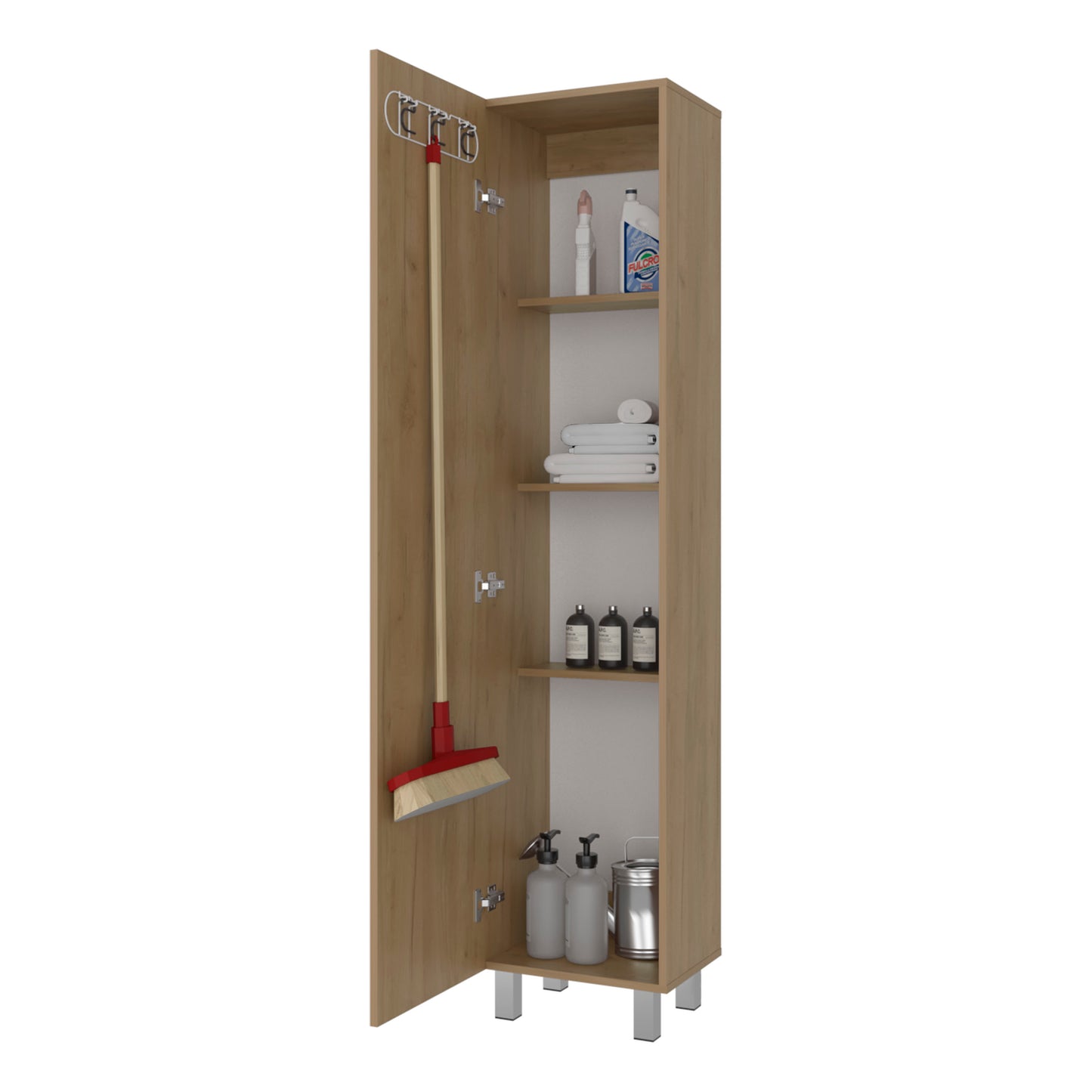 Natural Wood Storage Cabinet - Kitchen Server with Shelves