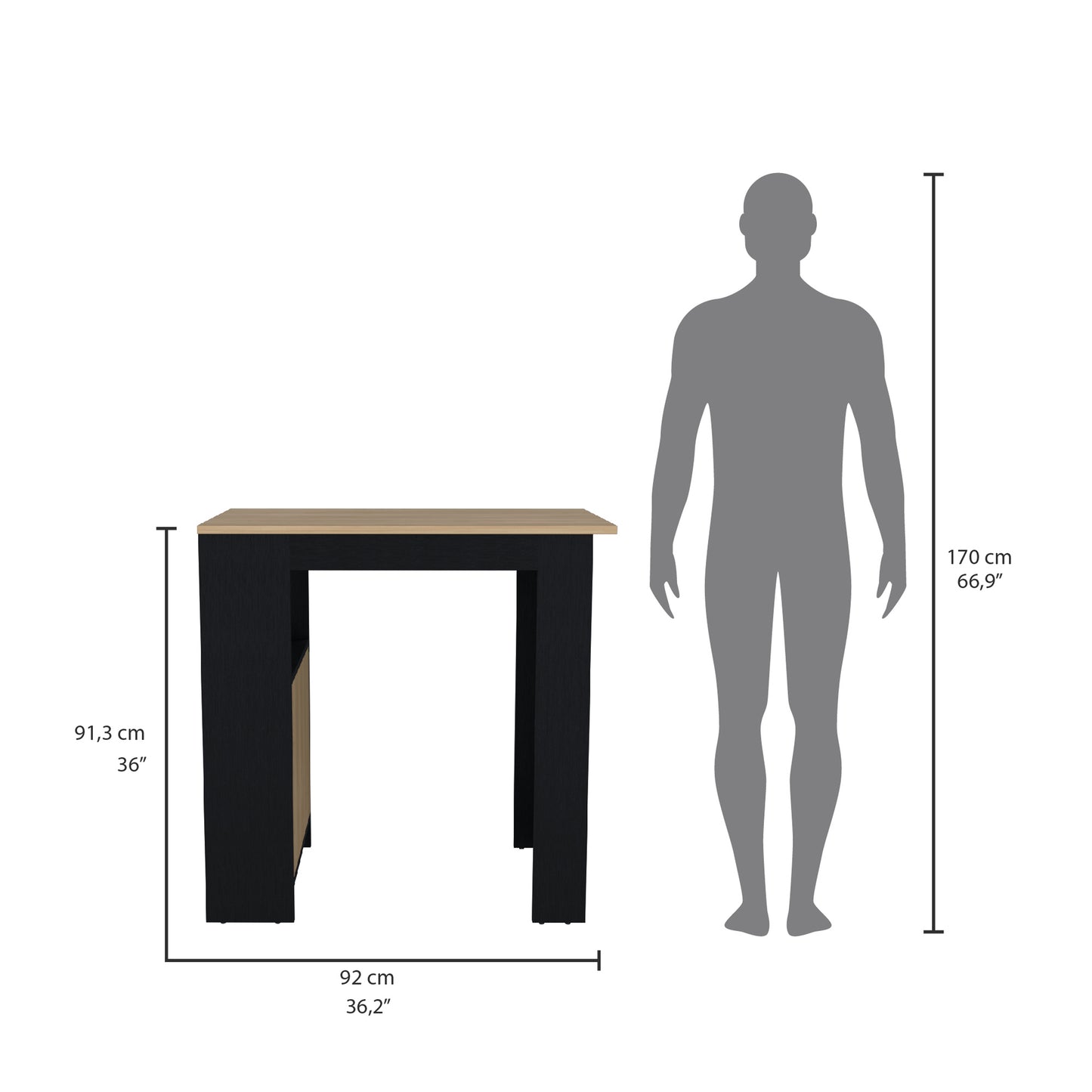 Black Kitchen Island with Storage - 36" Dining Cart