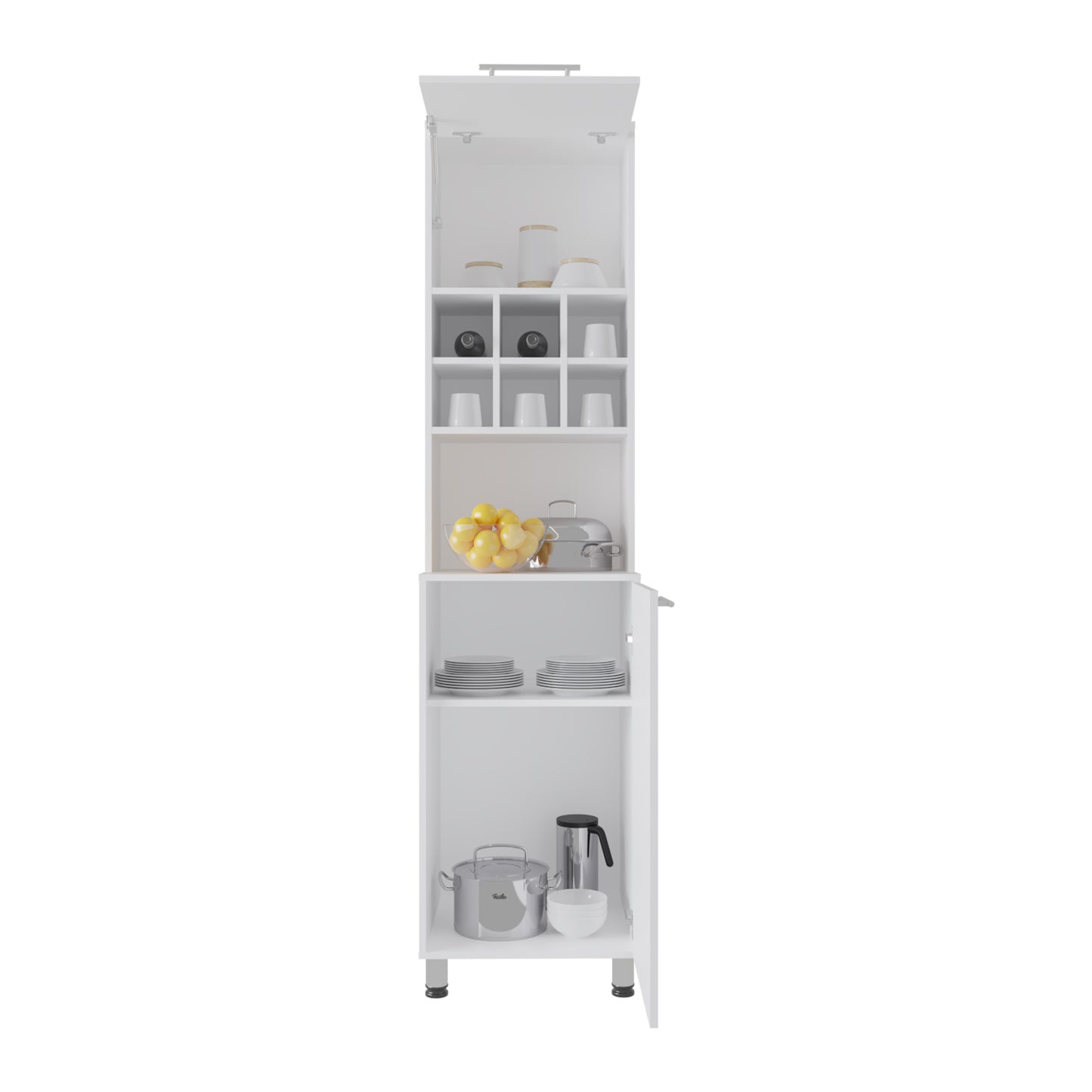 White MDF Modern Buffet Cabinet - 80" Storage