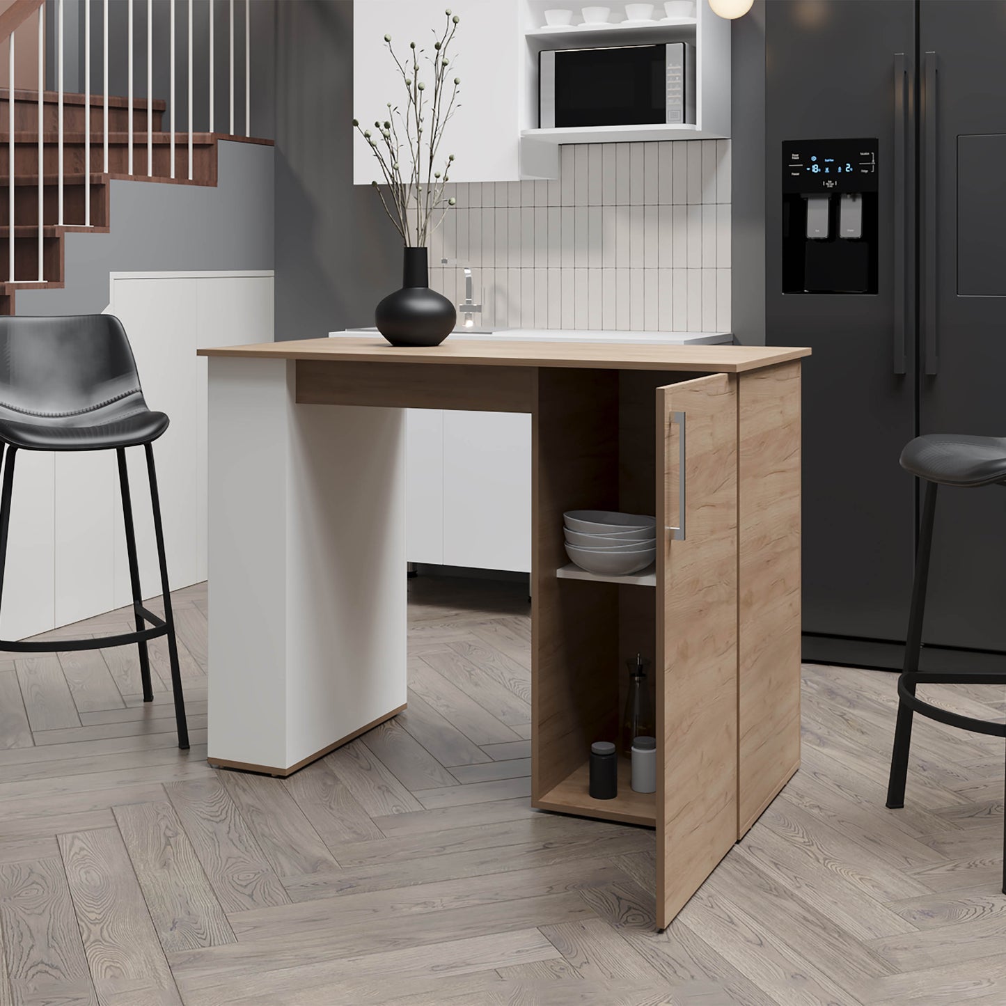 Alder Bar Kitchen Island, Kitchen, White / Macadamia