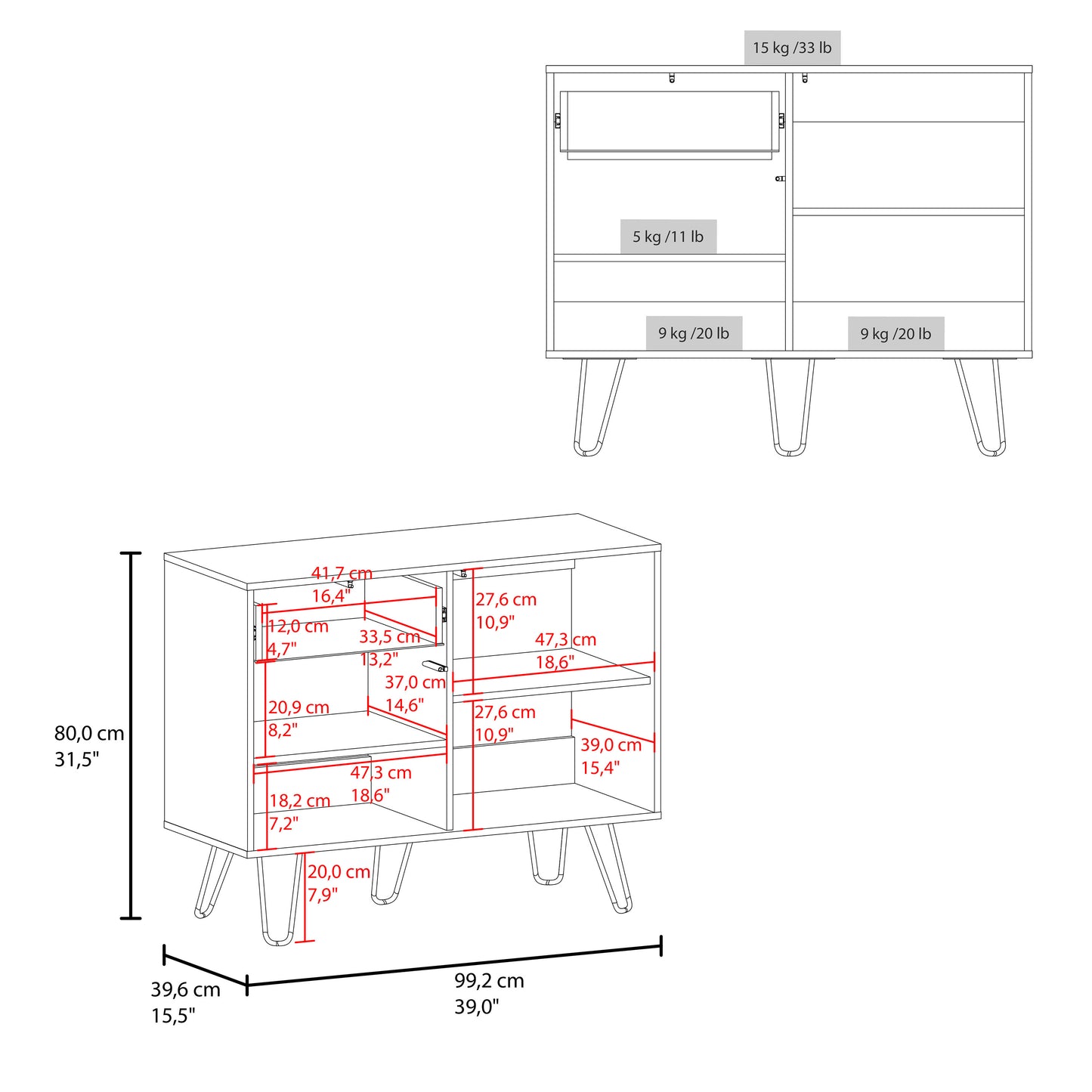 White Engineered Wood Sideboard - 2 Doors, 1 Drawer, 4 Shelves