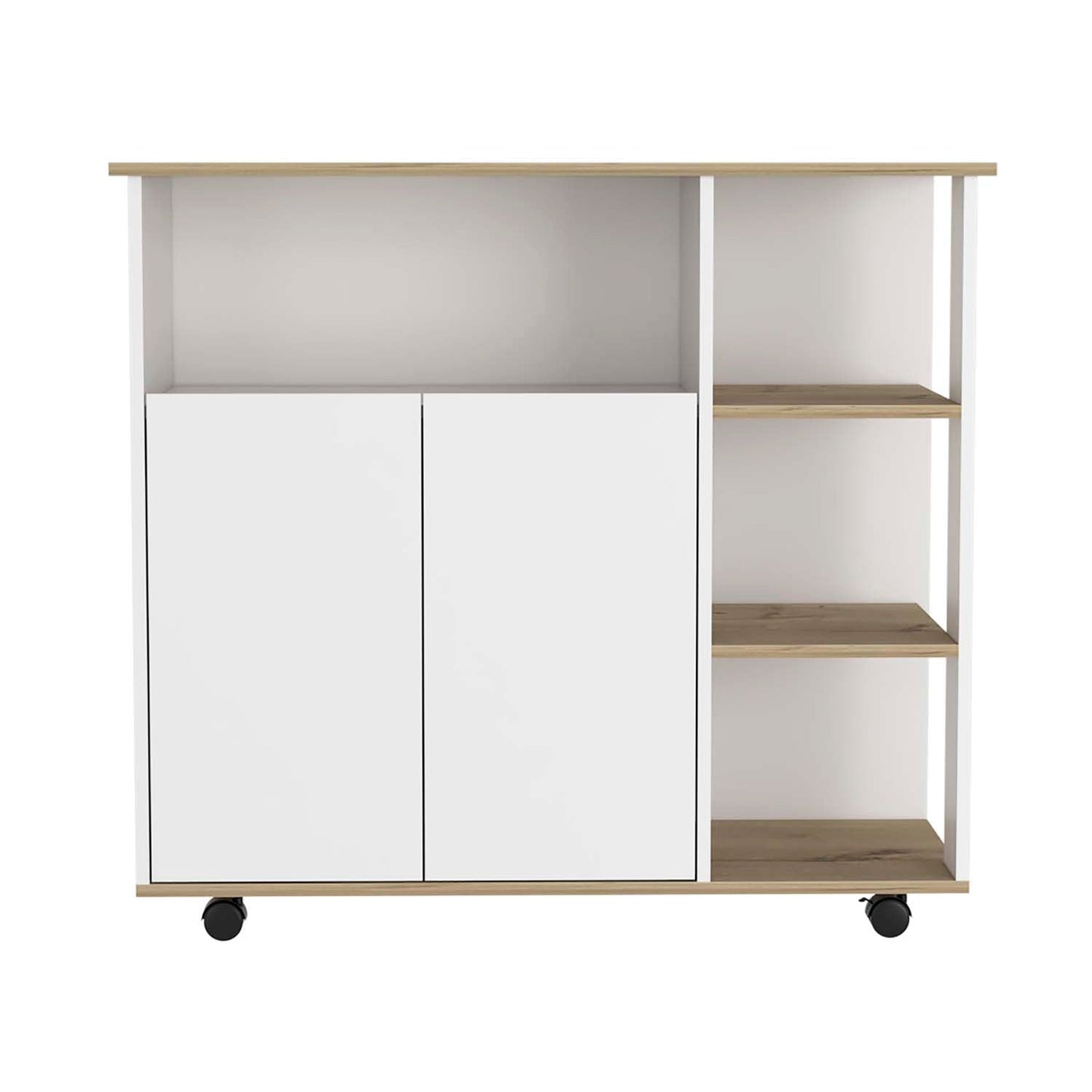 Serbia Kitchen Island, One Cabinet, Four Open Shelves