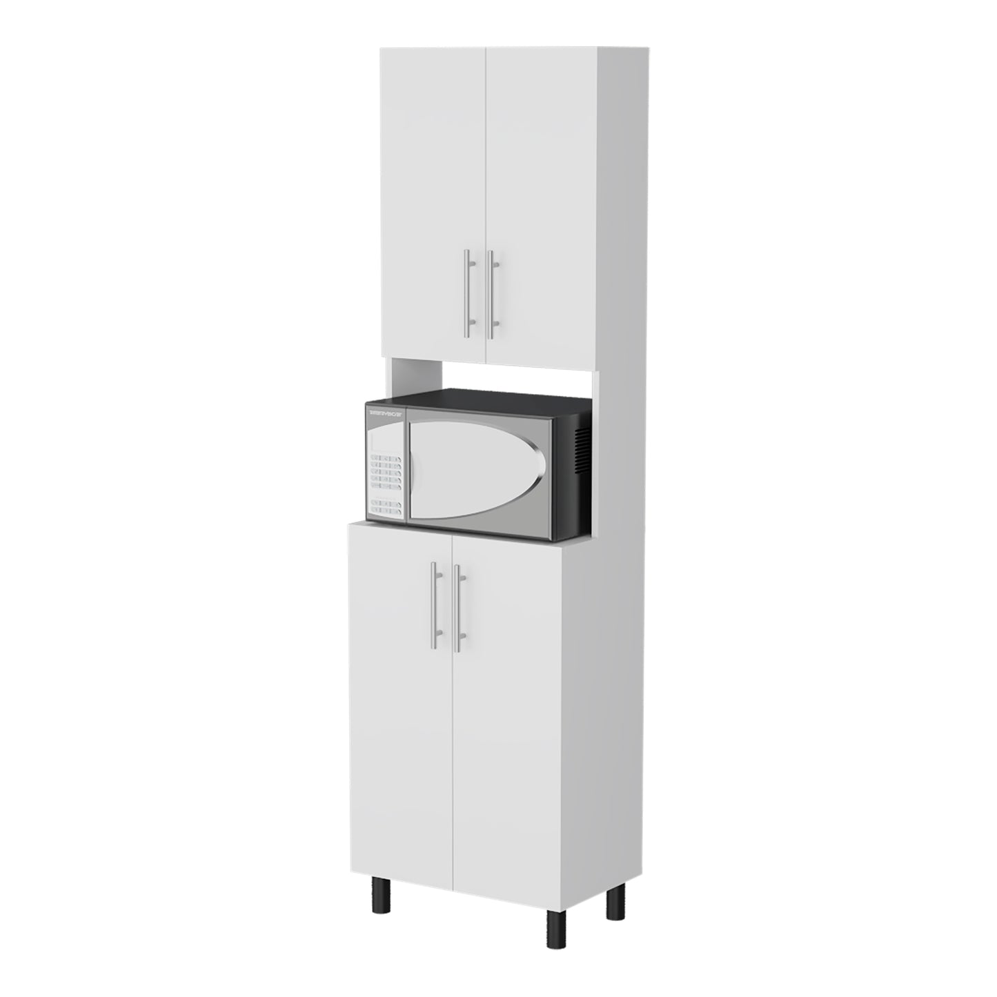 White Kitchen Server with Double Cabinets - 76.8" Wide