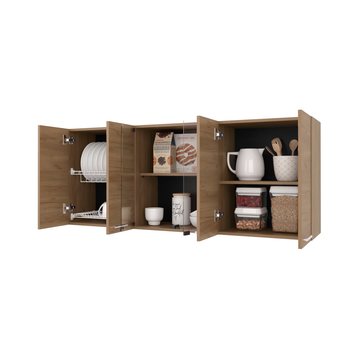 Light Oak Kitchen Wall Cabinet with Glass Doors - 23.6"W for Dining Room