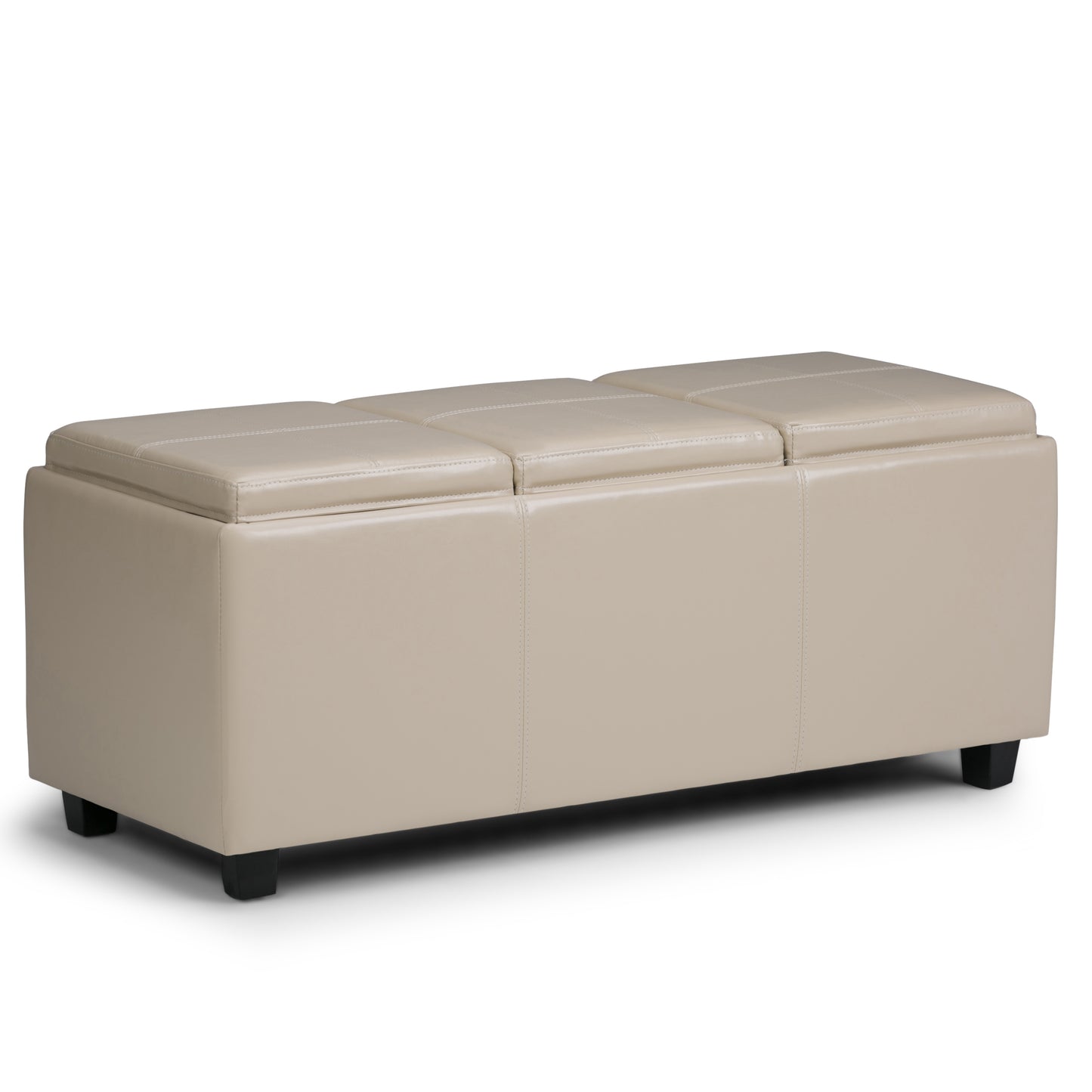 Avalon 42 inch Wide Storage Ottoman in Satin Cream Vegan Leather