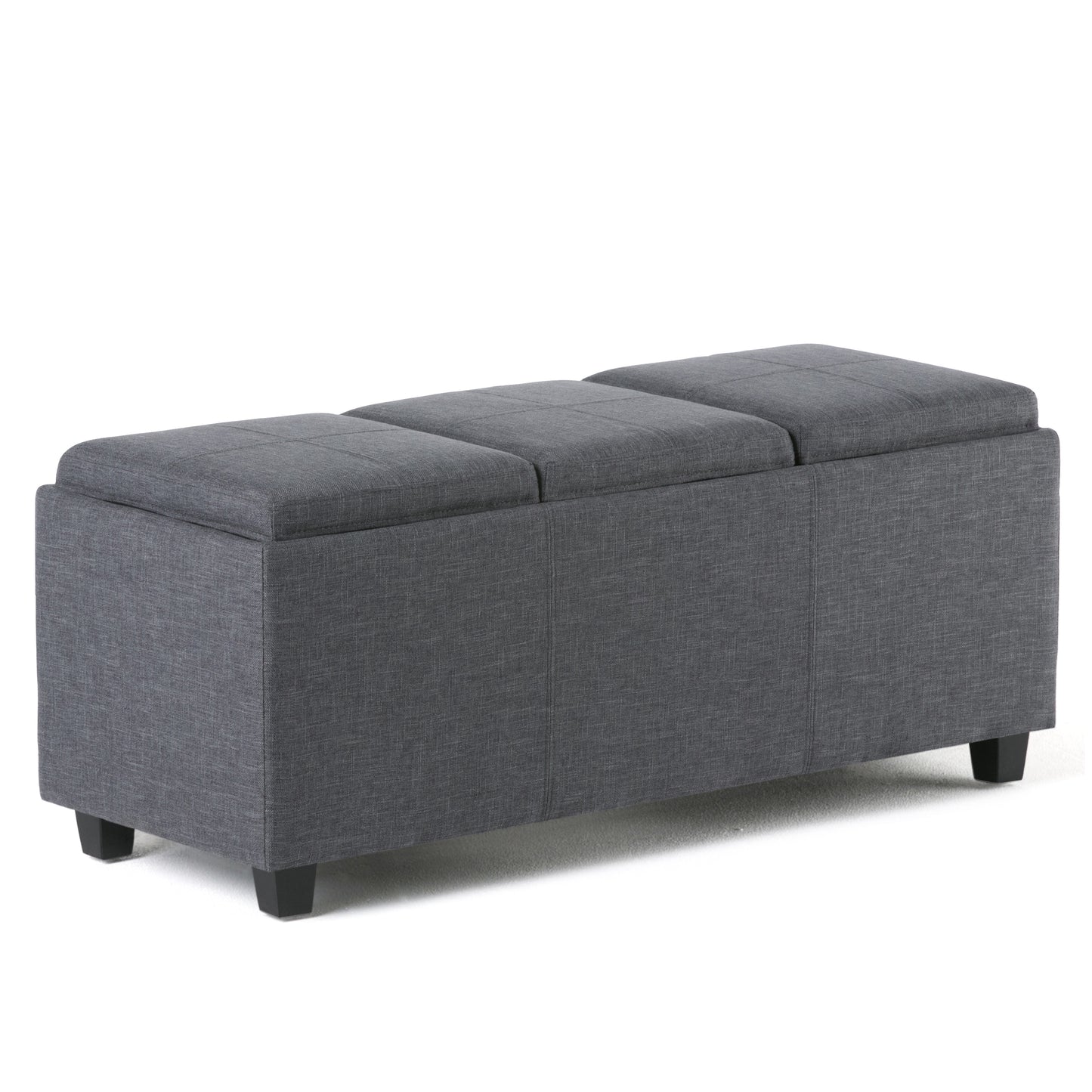 Avalon 42 inch Wide Storage Ottoman in Slate Grey Linen Look Fabric